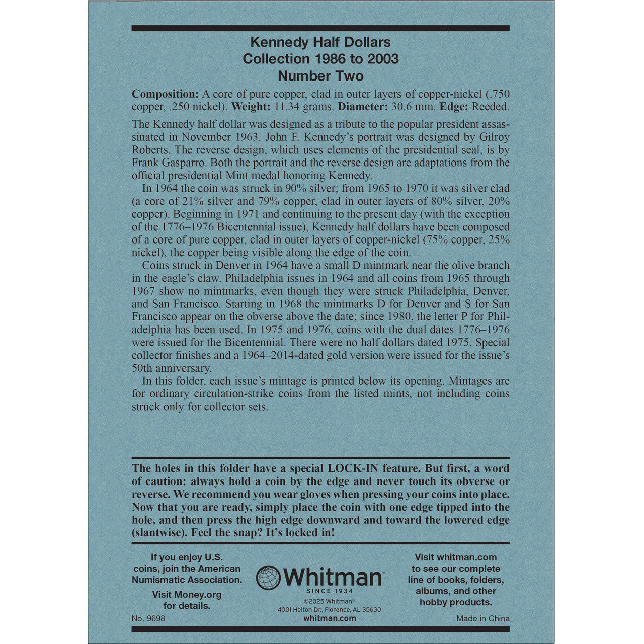 Whitman Kennedy Half Dollar Coin Folder Collection #2 1986-2003