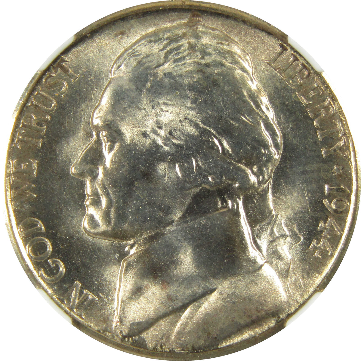 1944 S Jefferson Wartime Silver Nickel MS 67 NGC 5c Coin SKU:I28707