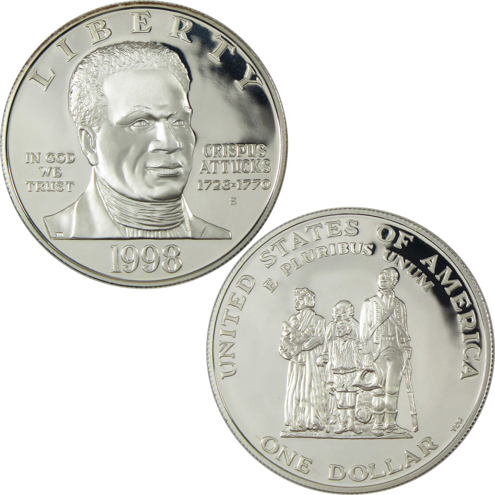 1998 S Black Revolutionary War Patriots Commemorative Silver $1 Proof
