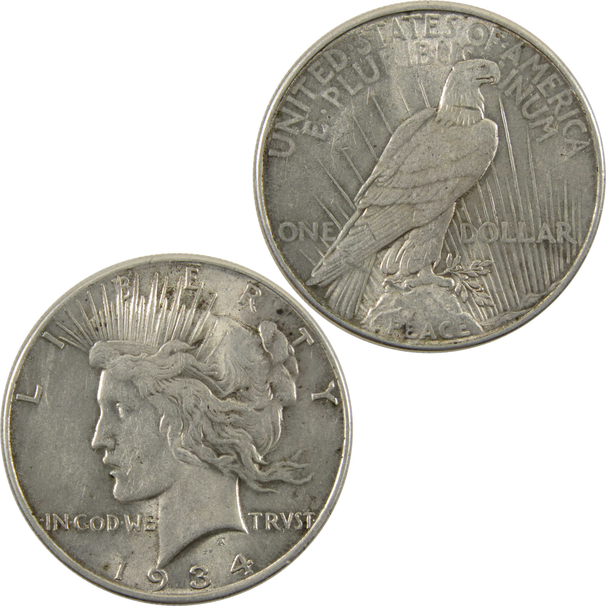 1934 Peace Dollar Borderline Uncirculated 0.9 Silver $1 SKU:I10285