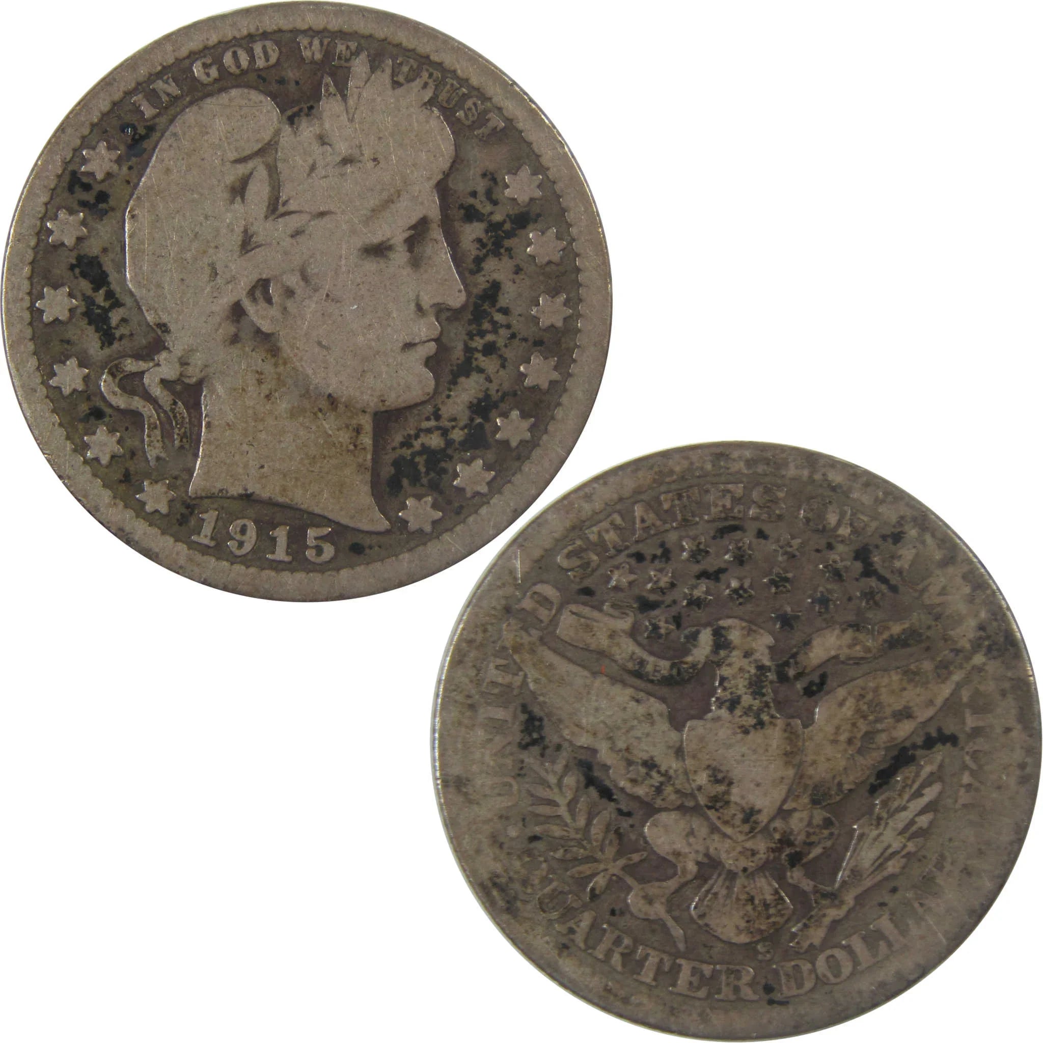 1915 S Barber Silver Quarter AG About Good 25c Coin SKU:I25215