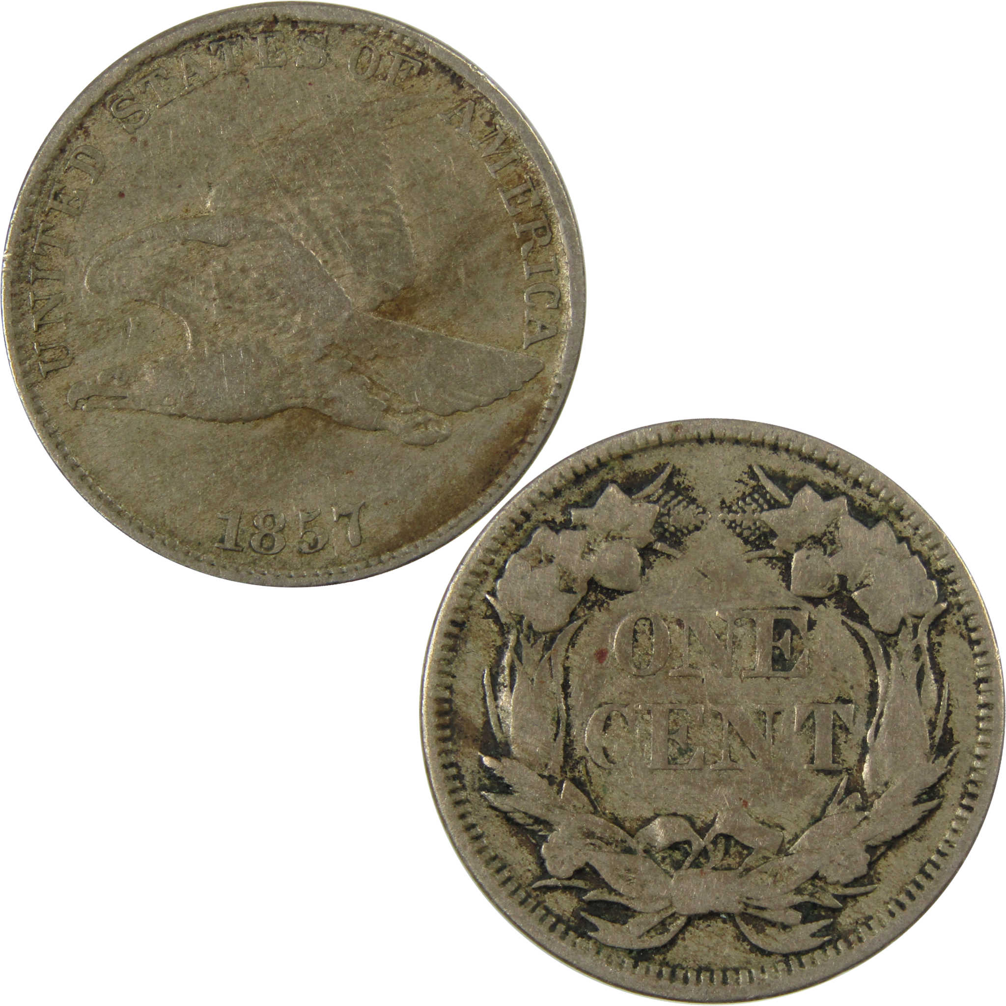 1857 Flying Eagle Cent F Fine Details Penny 1c Coin SKU:I26962
