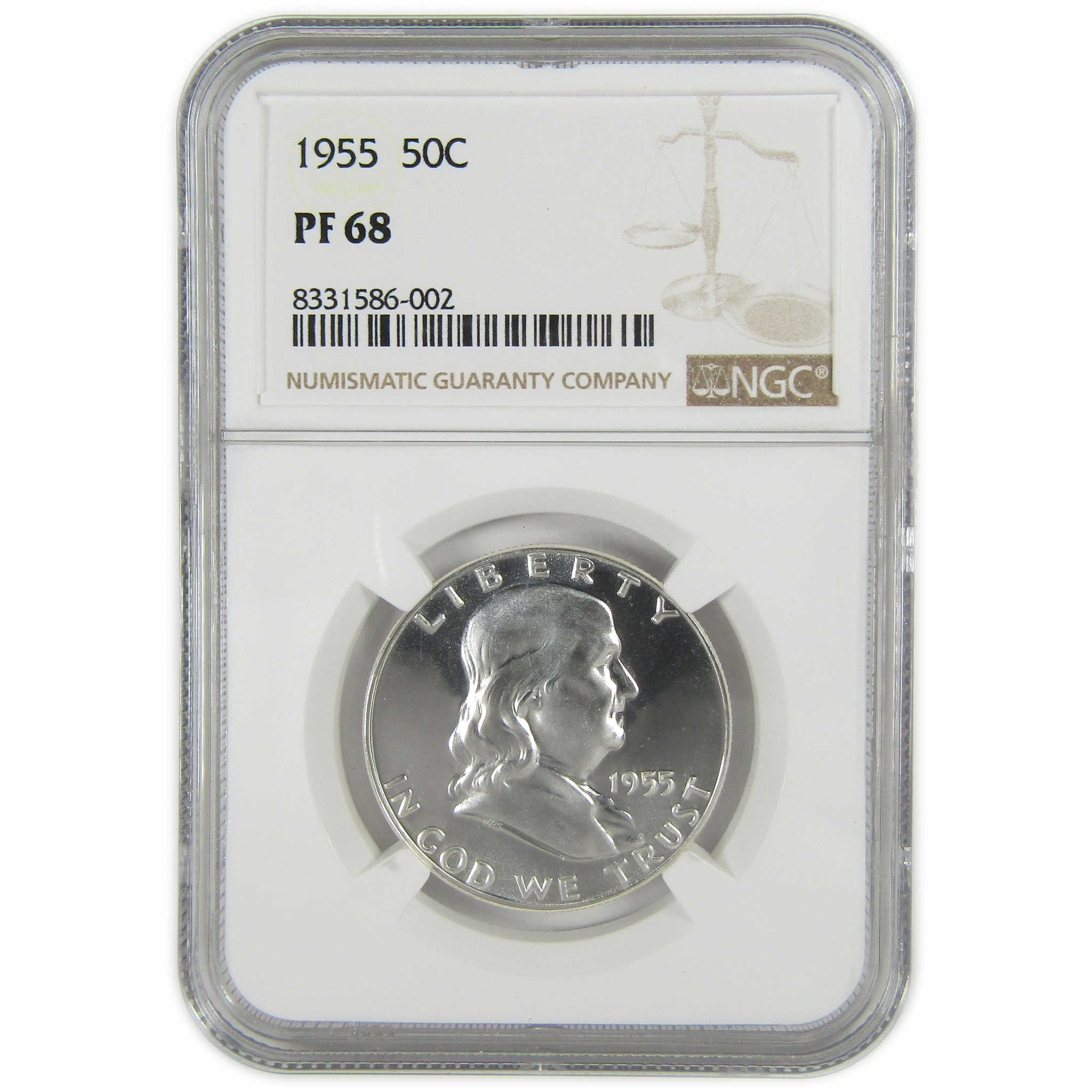 1955 Franklin Silver Half Dollar PF 68 NGC Proof 50c Coin SKU:I27408