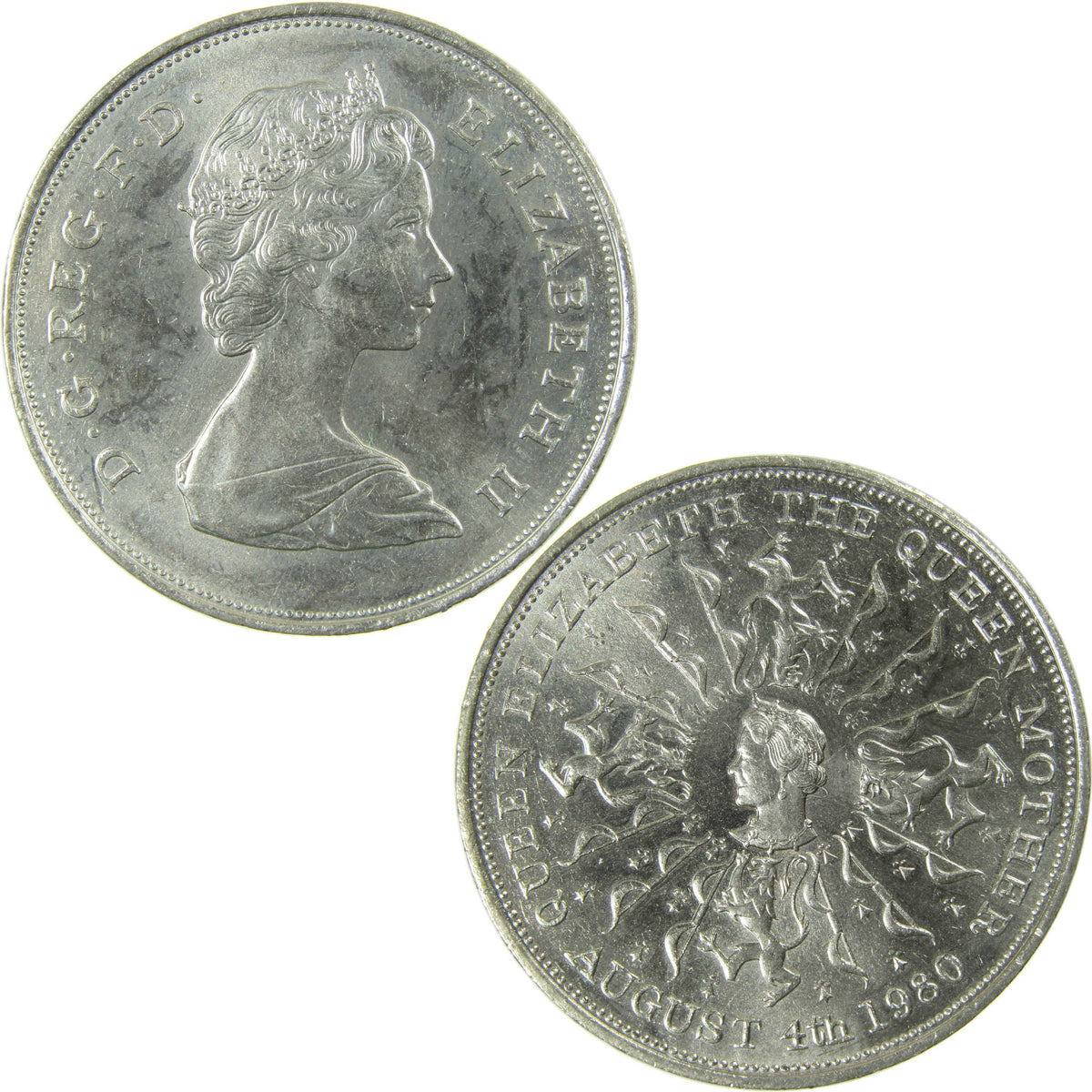 1980 United Kingdom 80th Birthday Queen Mother 25 Pence Uncirculated
