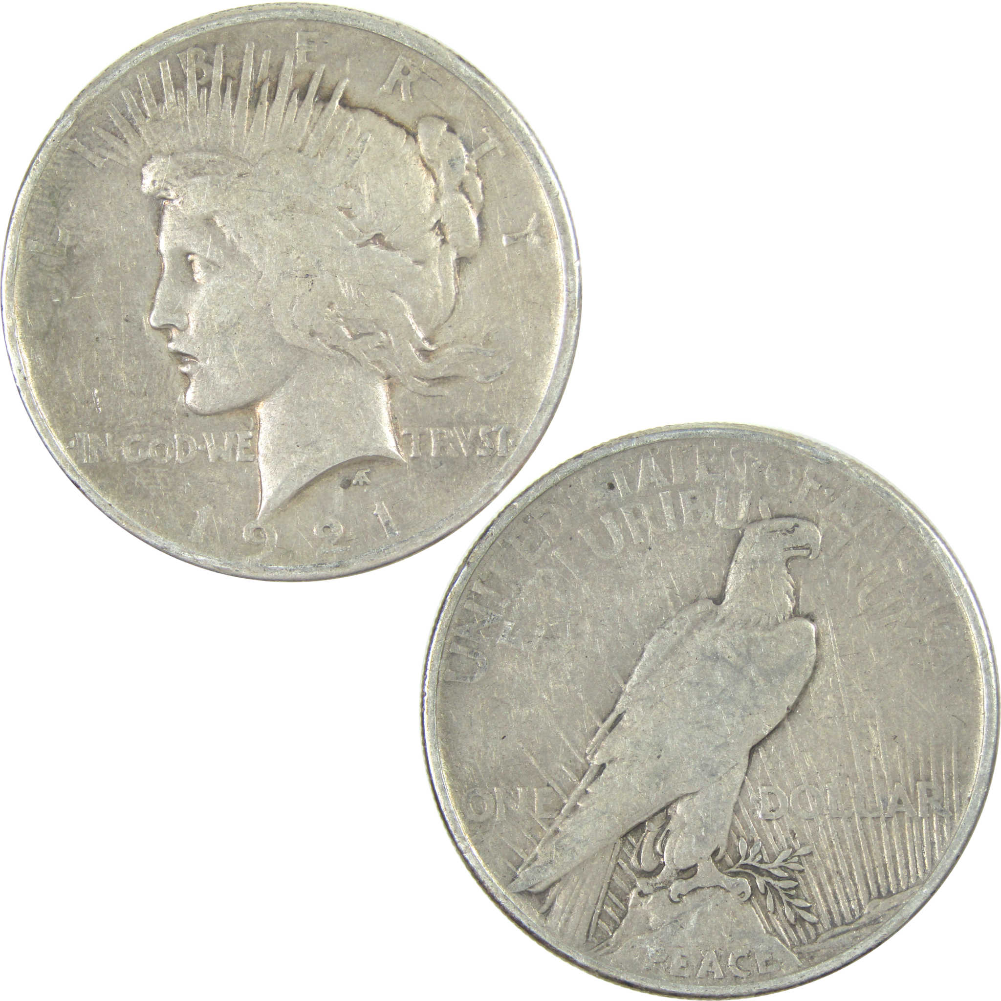 1921 High Relief Peace Dollar F Fine Silver $1 Coin SKU:I16513