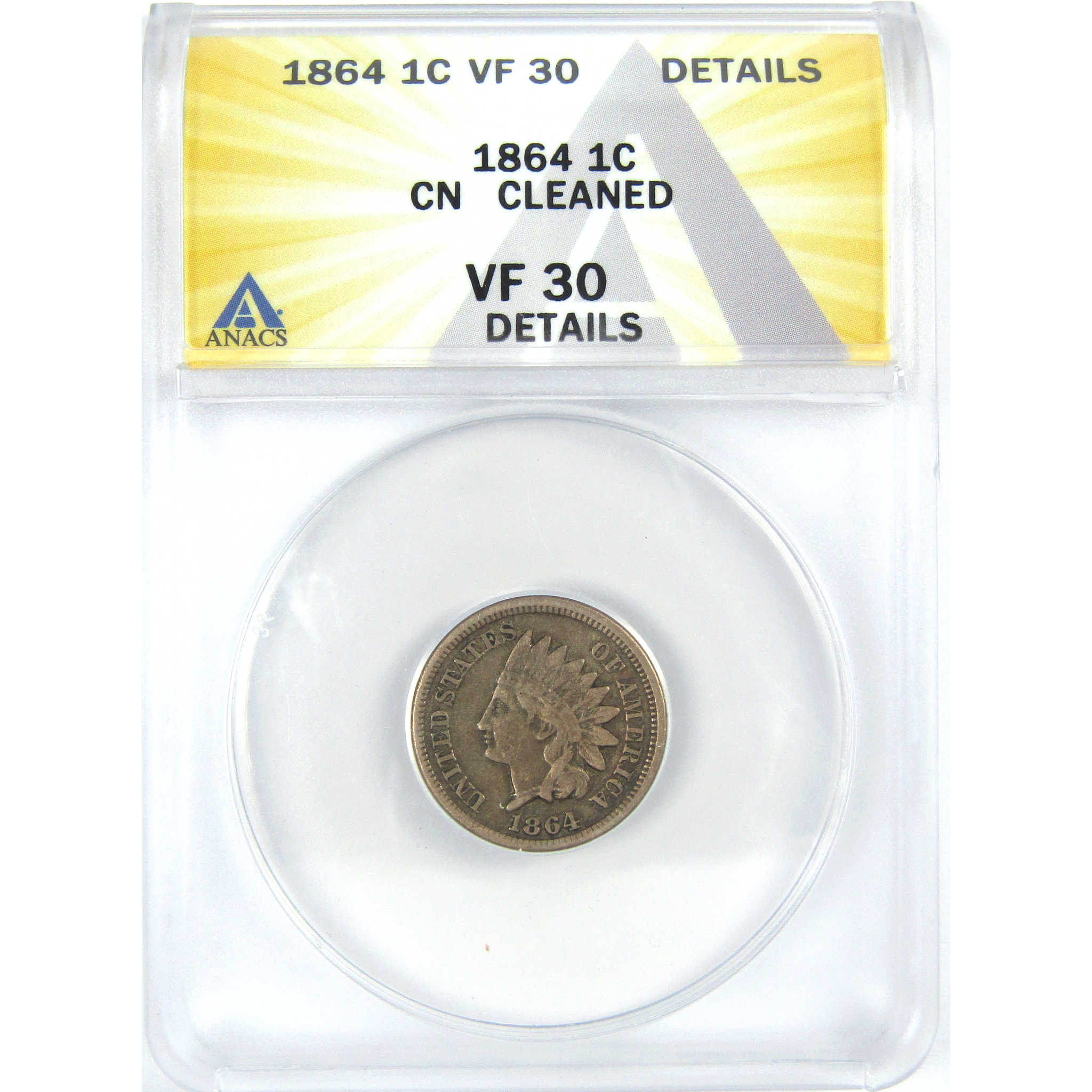 1864 Indian Head Cent VF 30 Details ANACS Copper-Nickel SKU:I16066