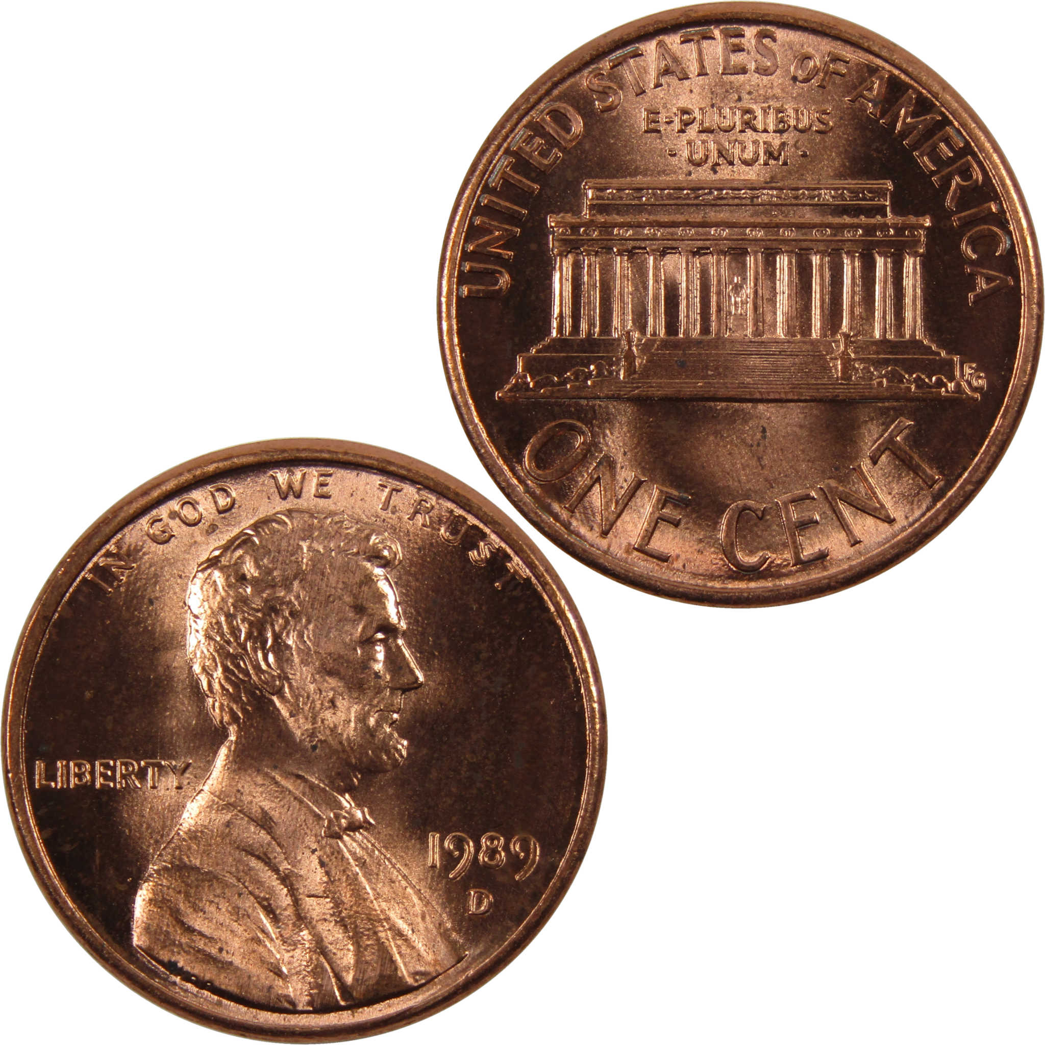 1989 D Lincoln Memorial Cent BU Uncirculated Penny 1c Coin