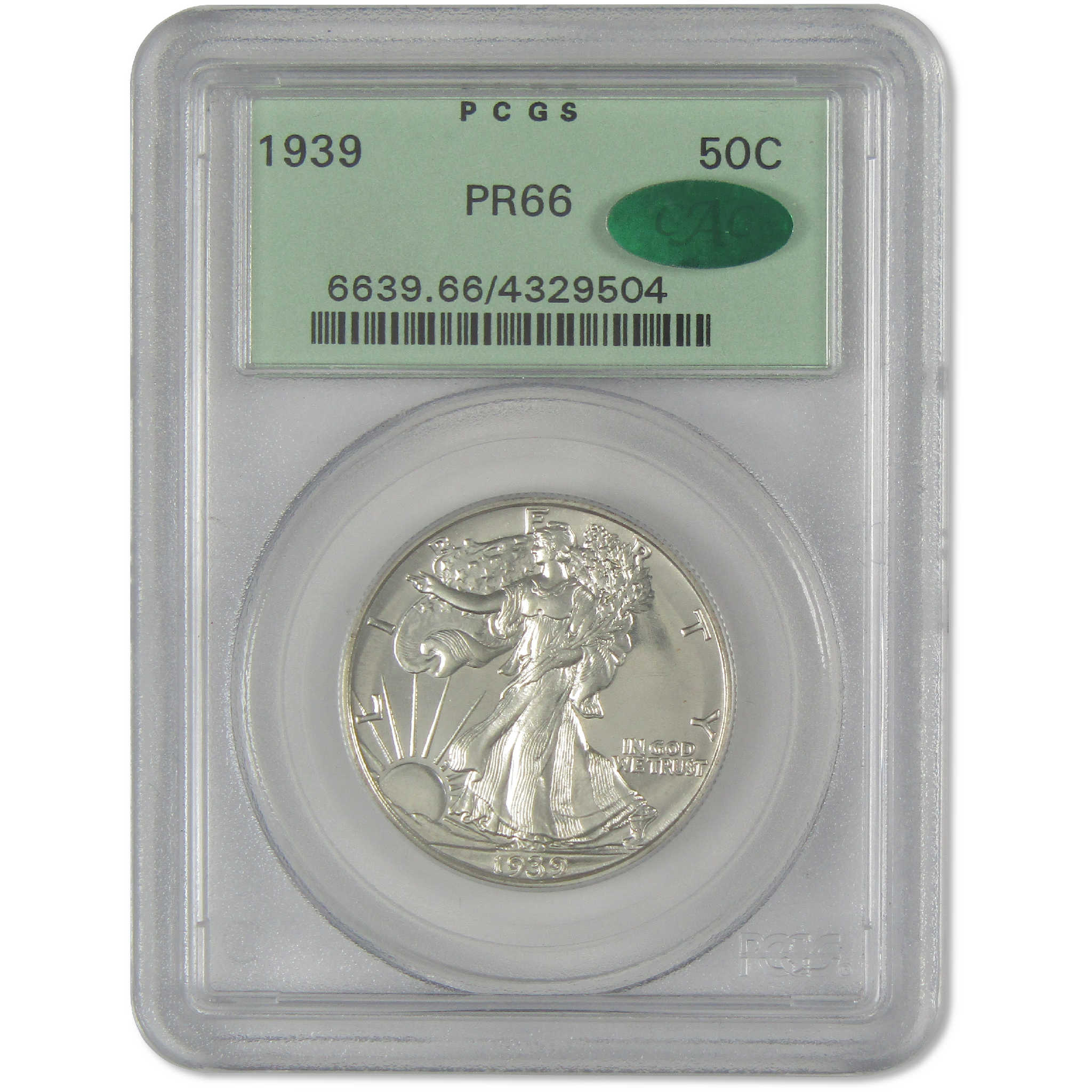 1939 Liberty Walking Half Dollar PR 66 PCGS CAC Silver Proof 50c Coin