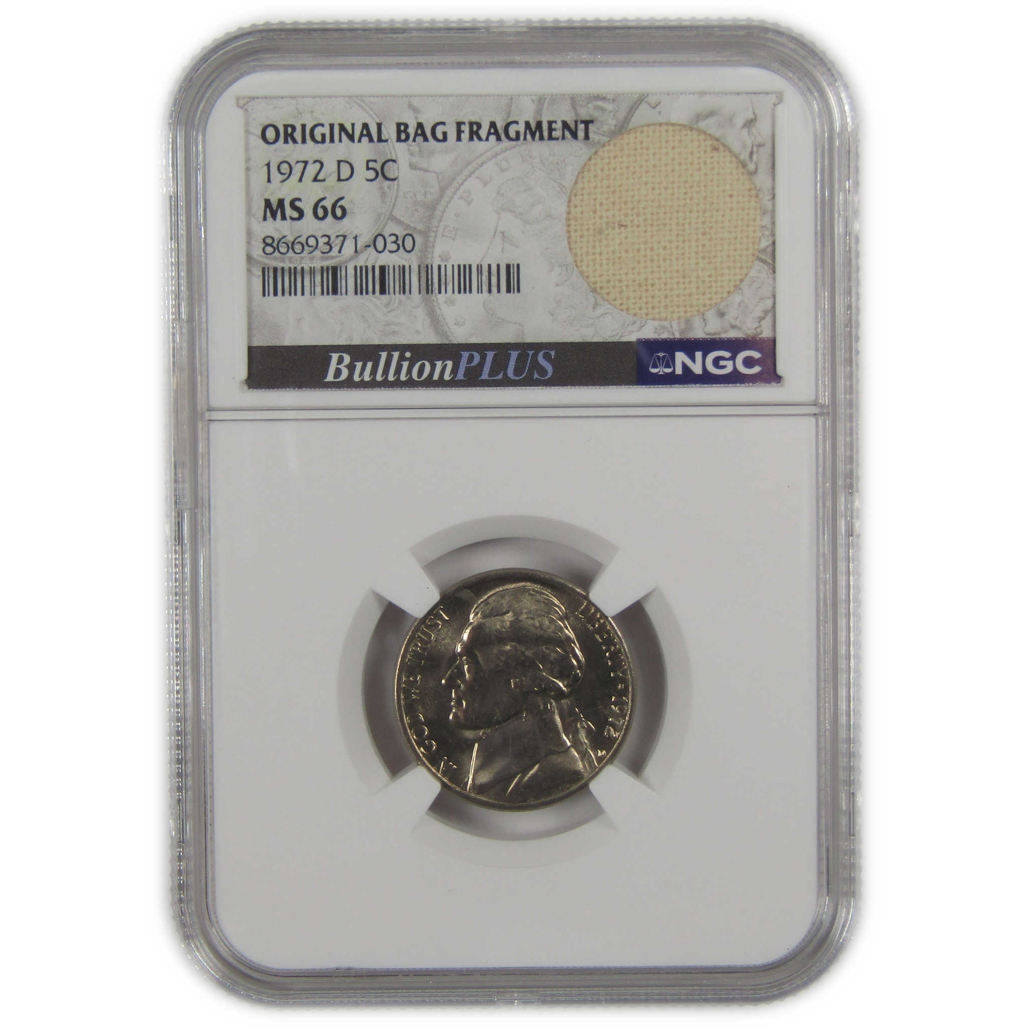 1972 D Jefferson Nickel MS 66 NGC Original Bag Fragment SKU:I23502