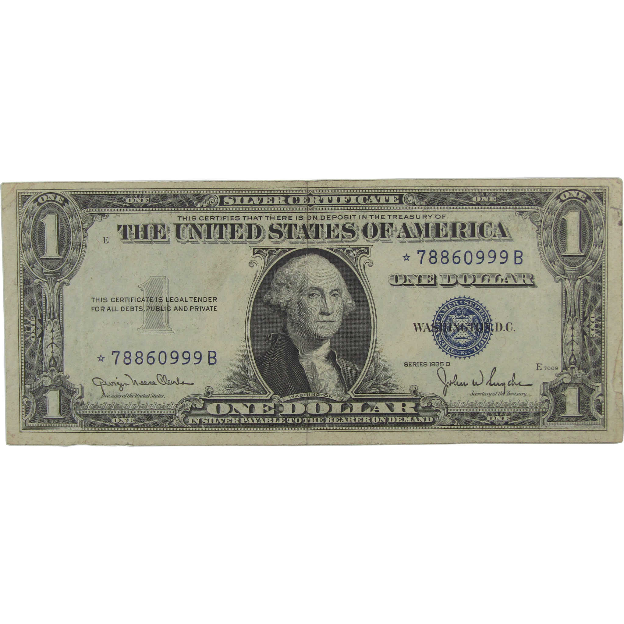 1935 D $1 Silver Certificate Fr 1613W F Fine Wide Design Star Note