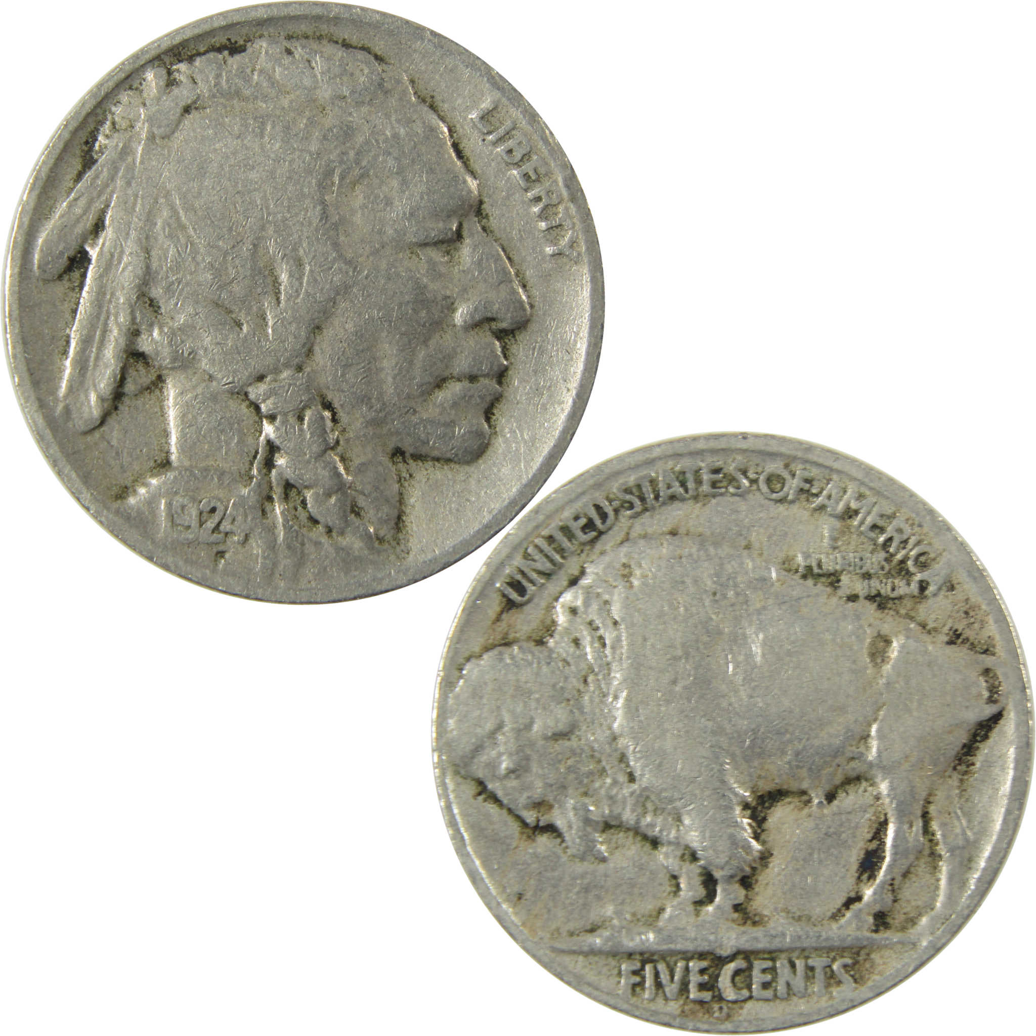 1924 D Indian Head Buffalo Nickel F Fine 5c Coin SKU:I28131