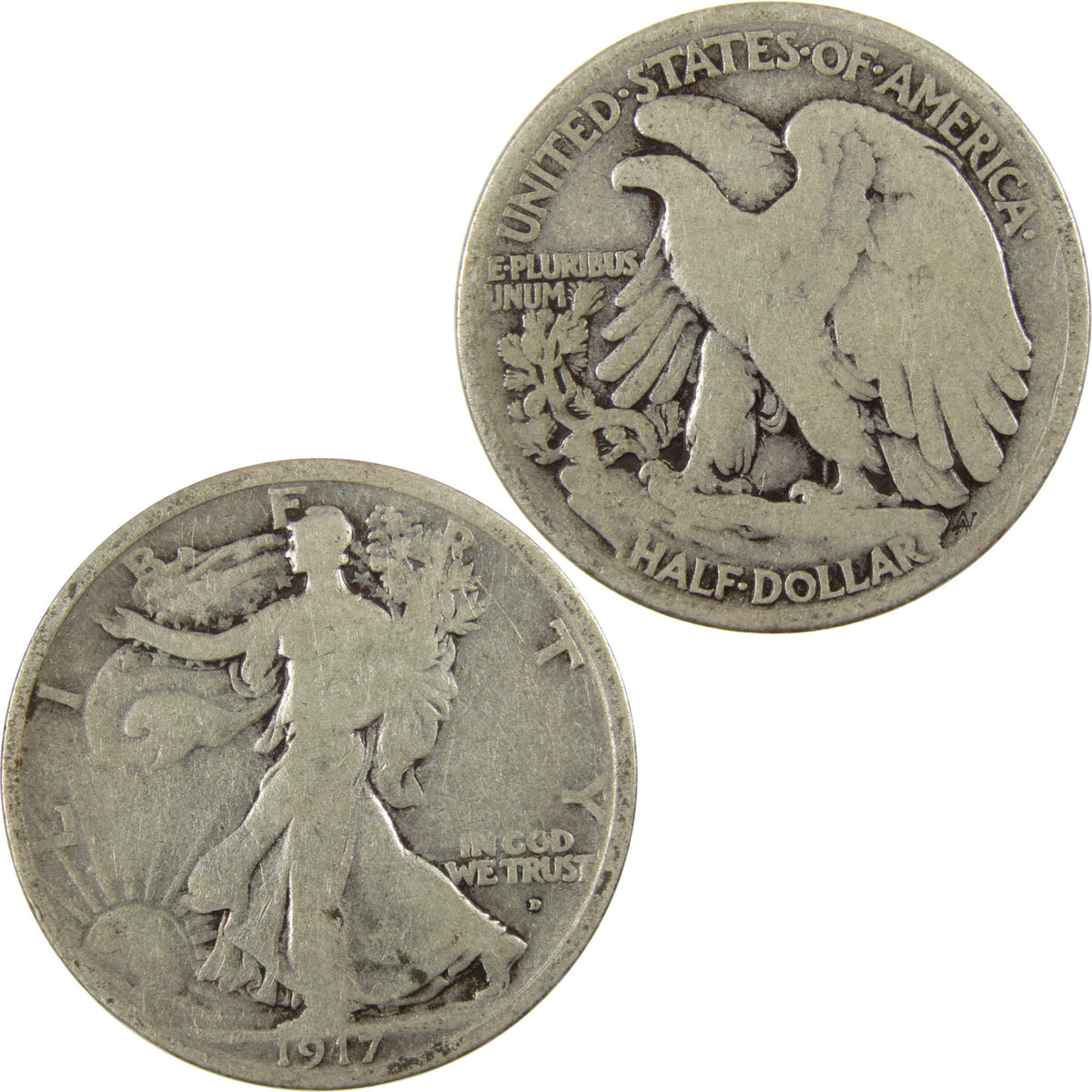 1917 D Obverse Liberty Walking Silver 50c VG Very Good SKU:I29036