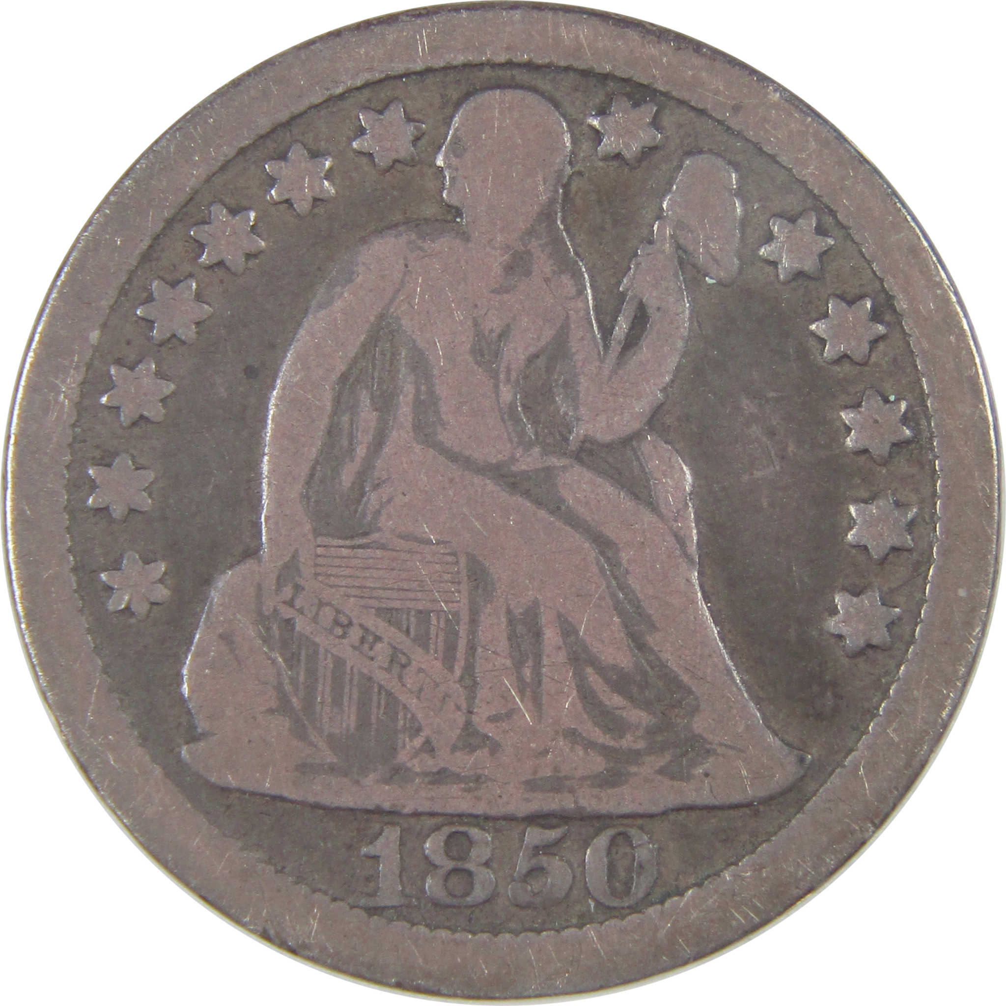 1850 Seated Liberty Dime F Fine Silver 10c Coin SKU:I17294