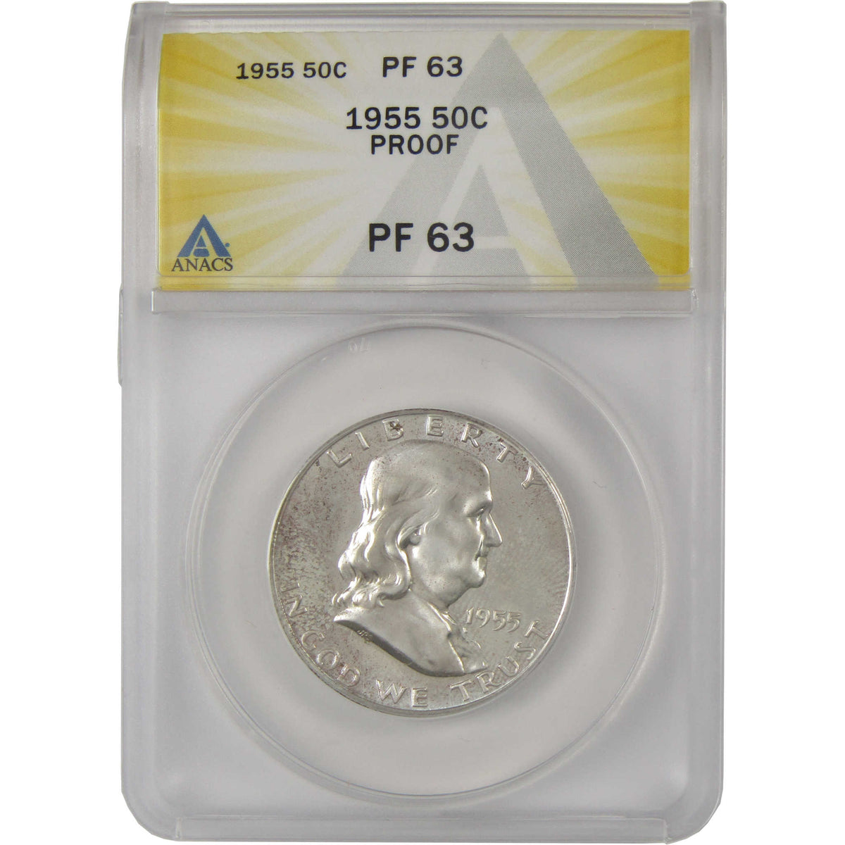 1955 Franklin Silver Half Dollar PF 63 ANACS Proof 50c Coin SKU:I28774