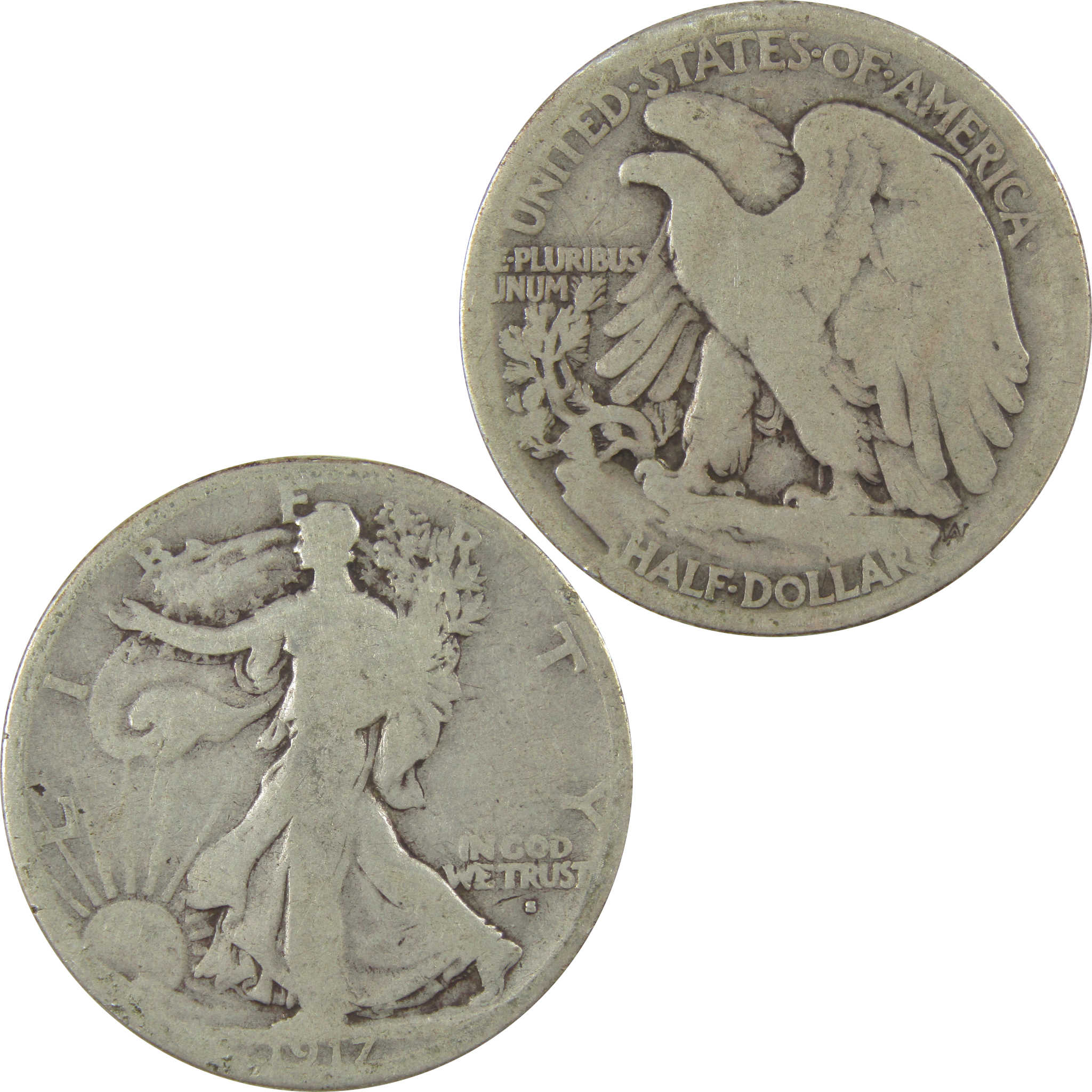 1917 S Obverse Liberty Walking Silver 50c AG About Good SKU:I24141