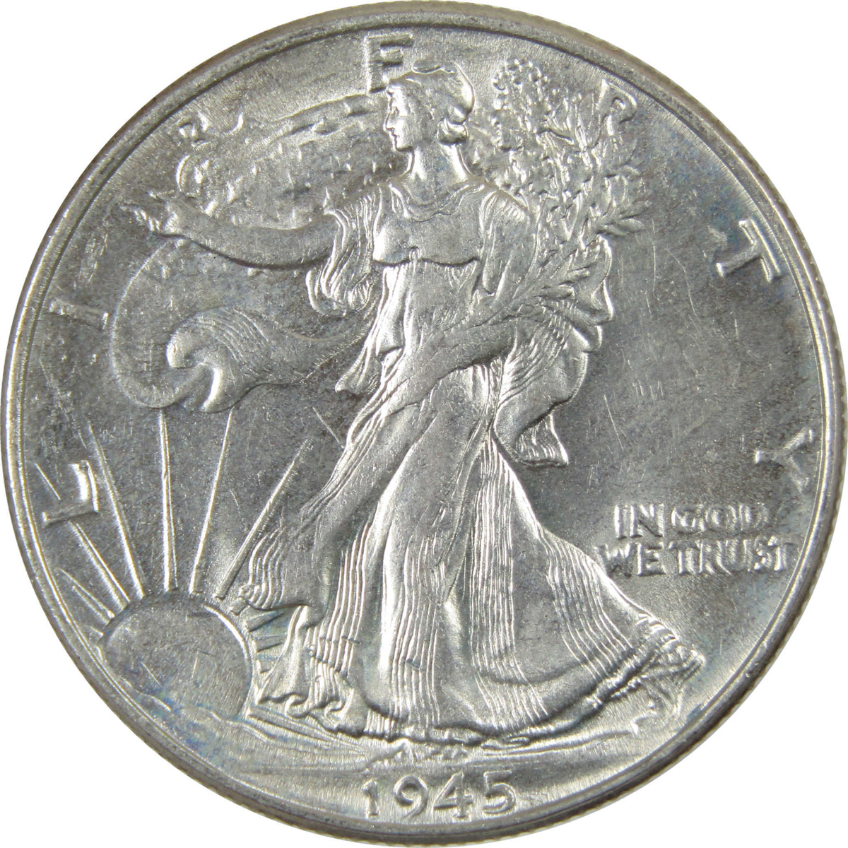 1945 Liberty Walking Silver 50c Borderline Uncirculated SKU:I28645