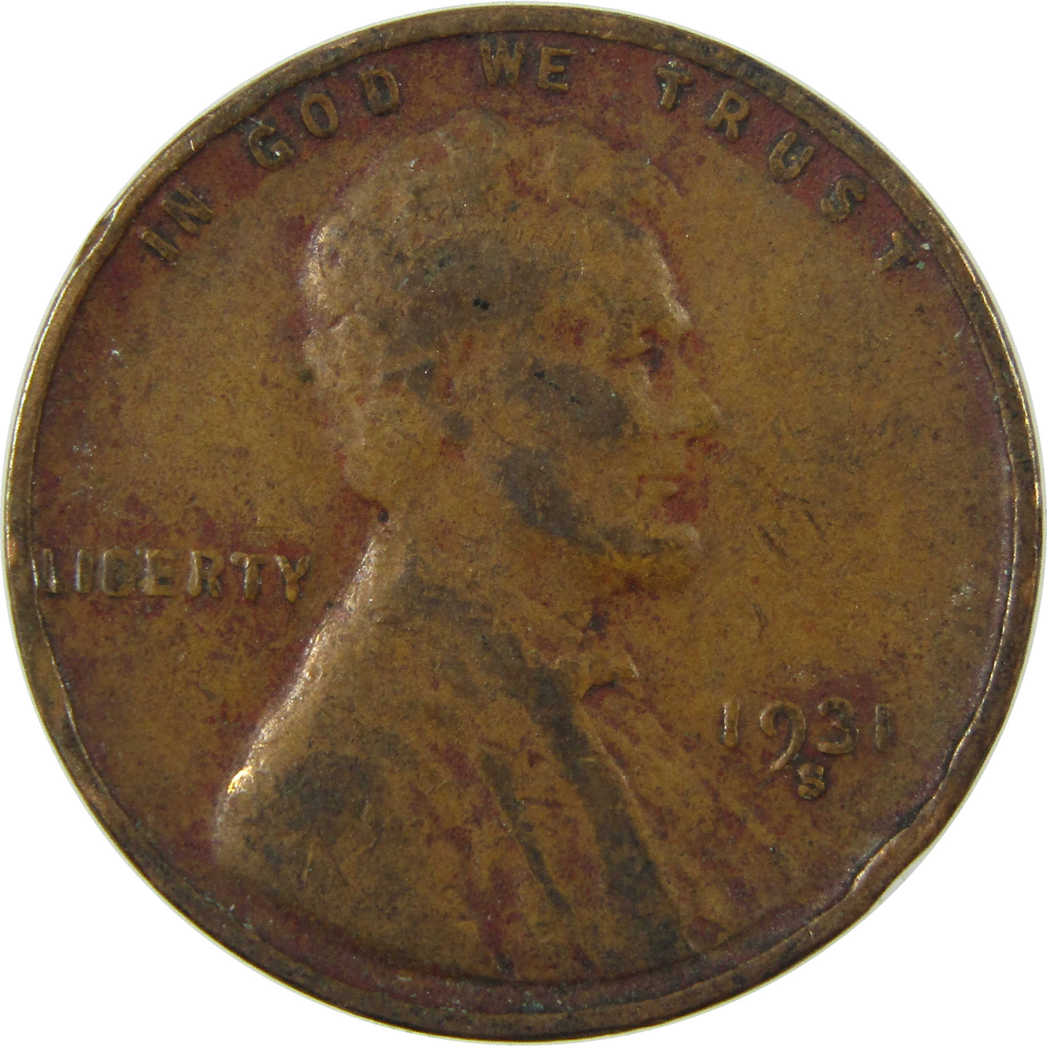 1931 S Lincoln Wheat Cent F Fine Details Penny 1c Coin SKU:I26877