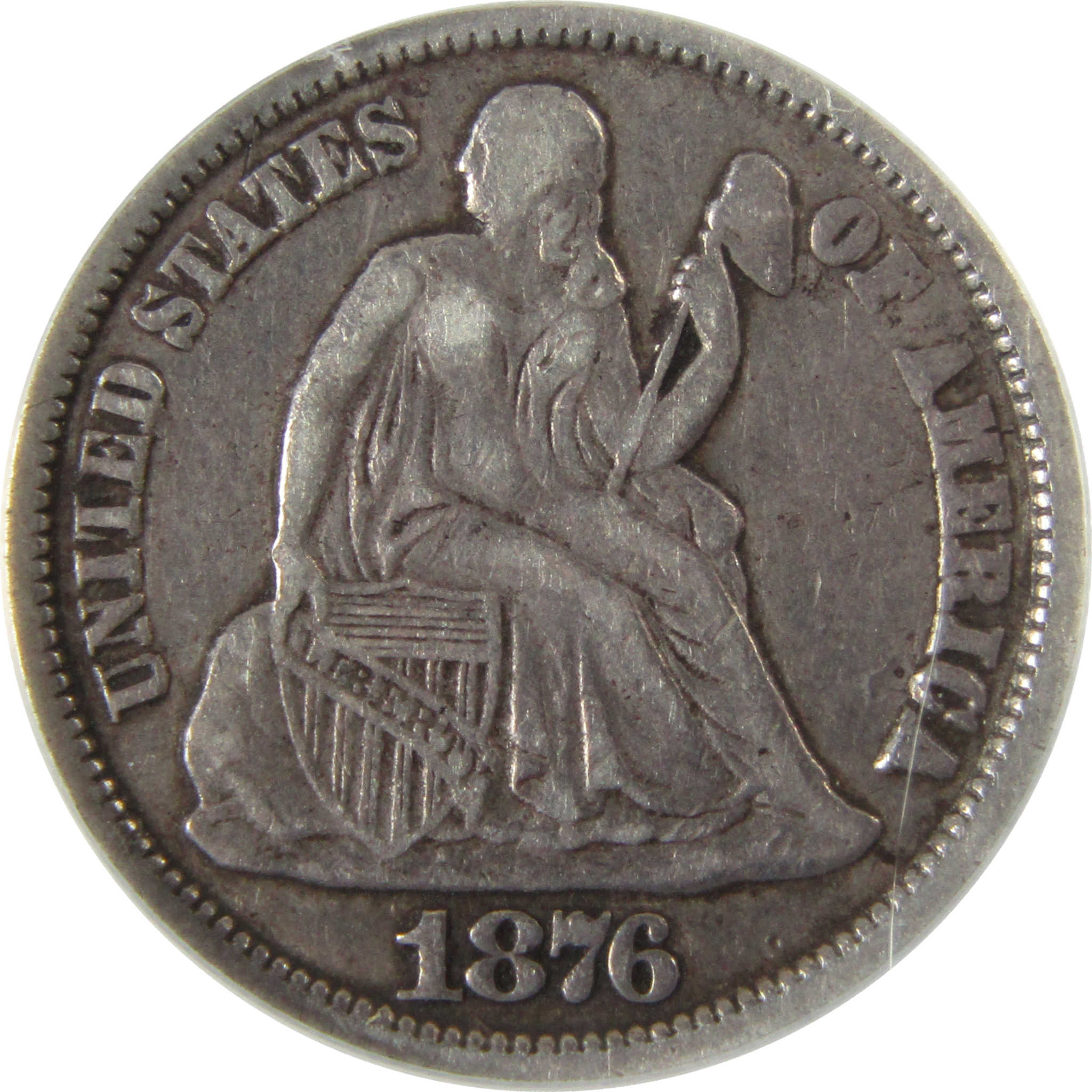 1876 CC Seated Liberty Silver Dime VF 30 ANACS 10c Coin SKU:I28477
