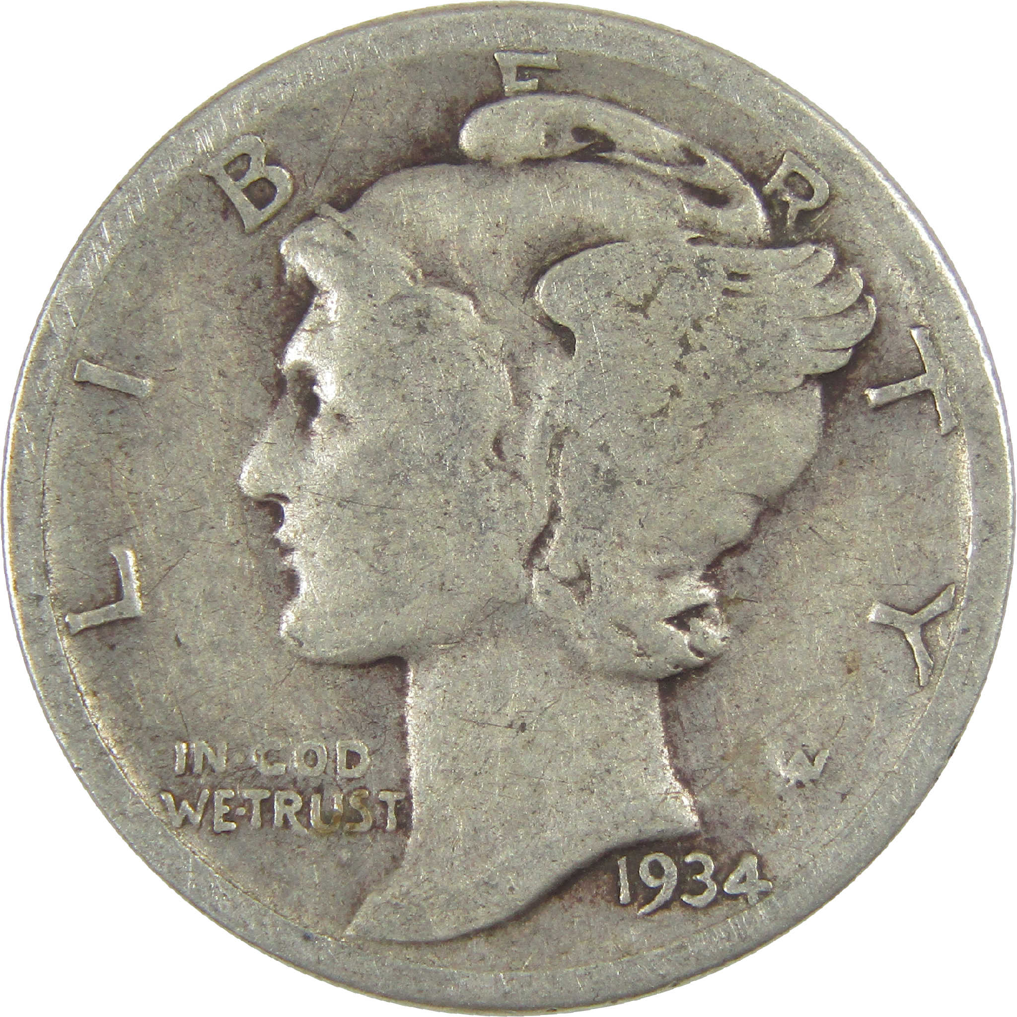1934 Mercury Dime G Good Silver 10c Coin