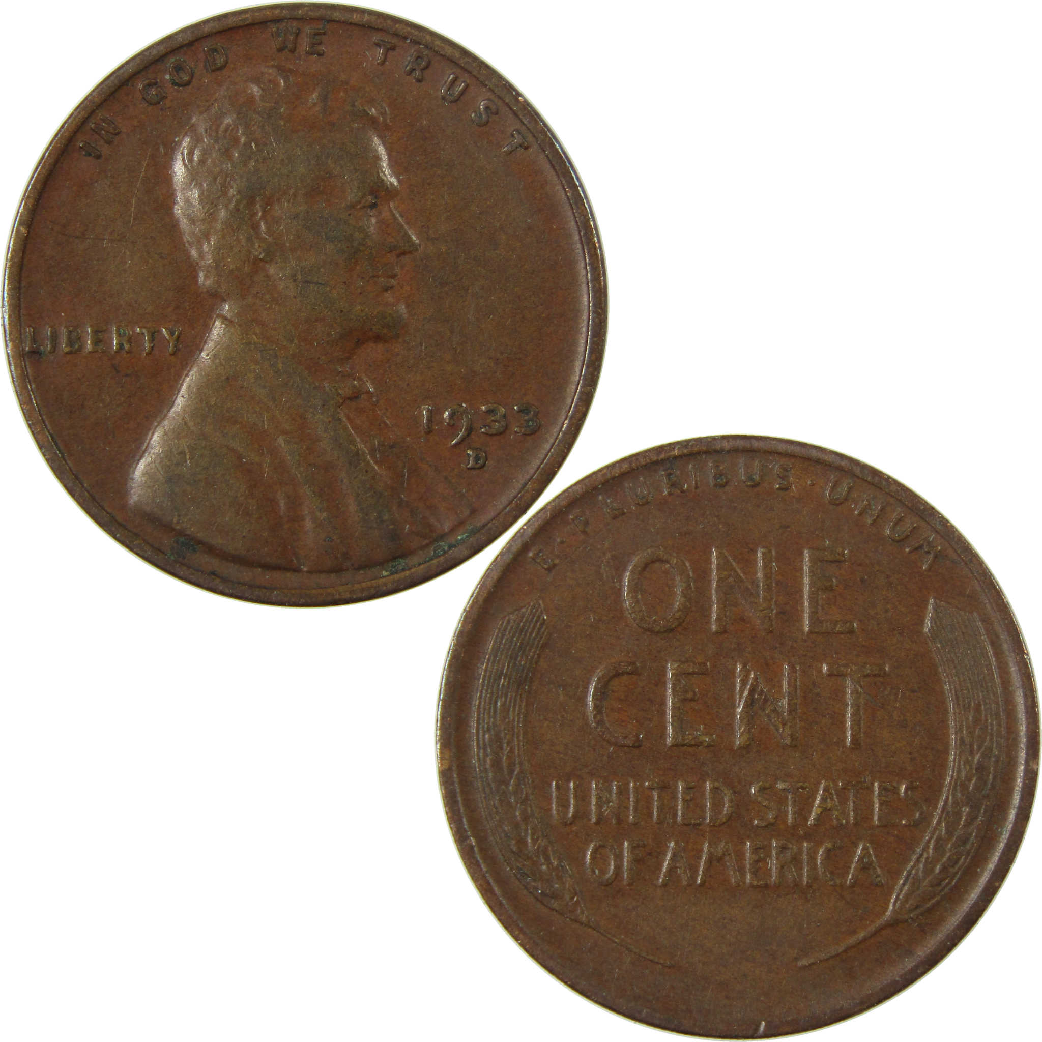1933 D Lincoln Wheat Cent VF Very Fine Details Penny SKU:I26851