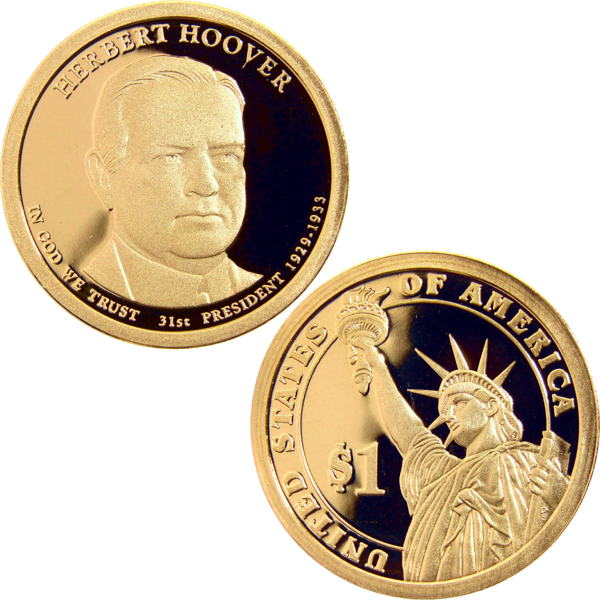 2014 S Herbert Hoover Presidential Dollar Choice Proof $1 Coin