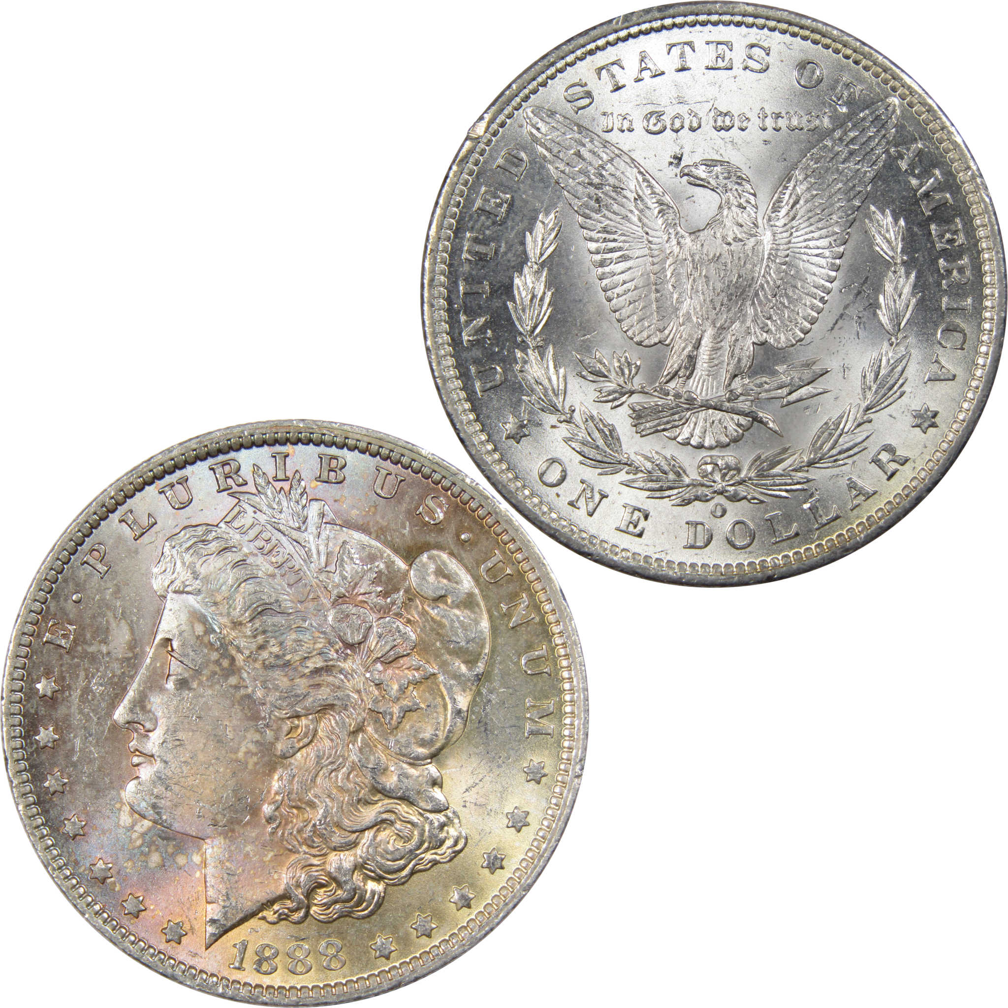 1888 O Morgan Dollar BU Uncirculated Silver Toned Obverse SKU:I1492