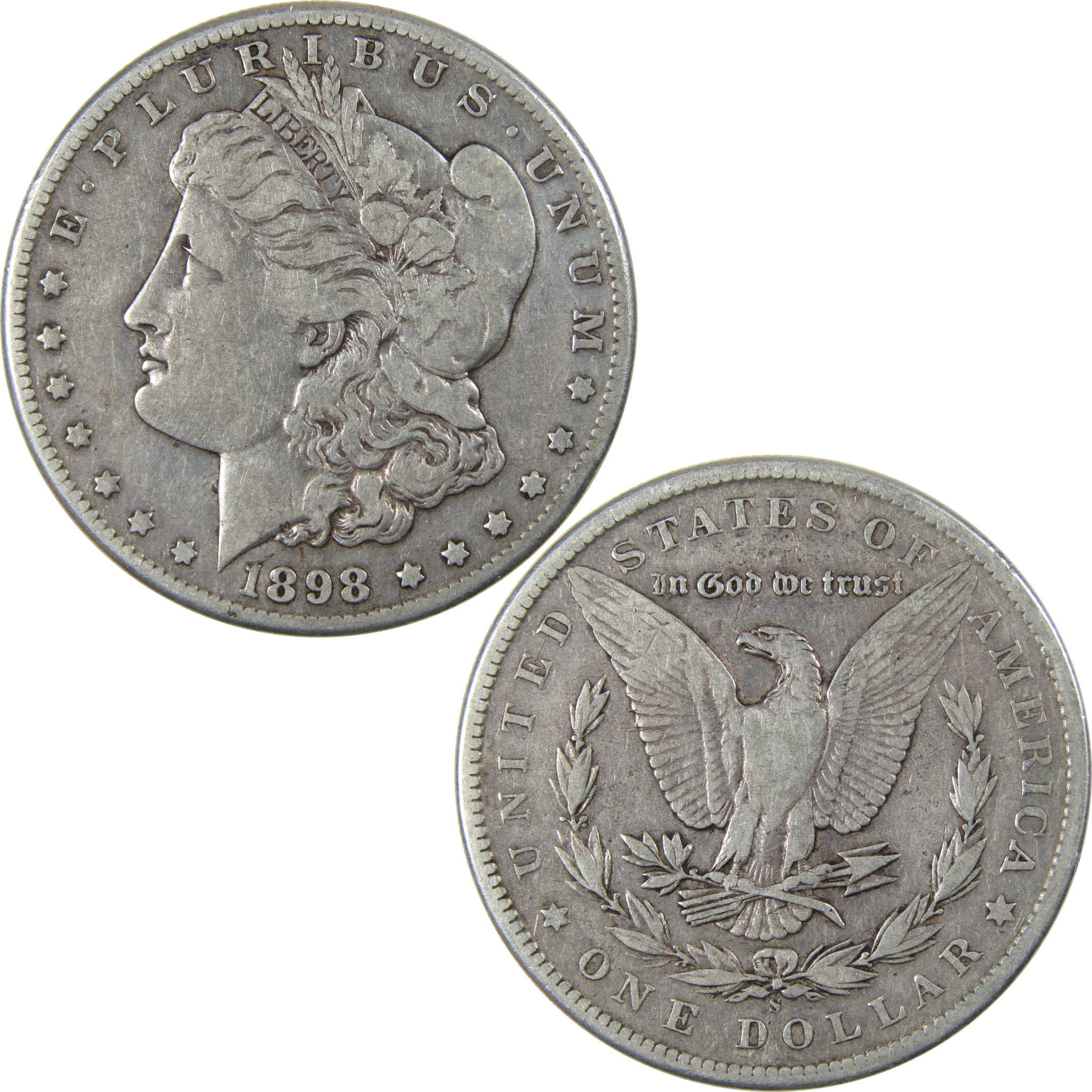 1898 S Morgan Dollar F Fine Silver $1 Coin Collectible SKU:I23450