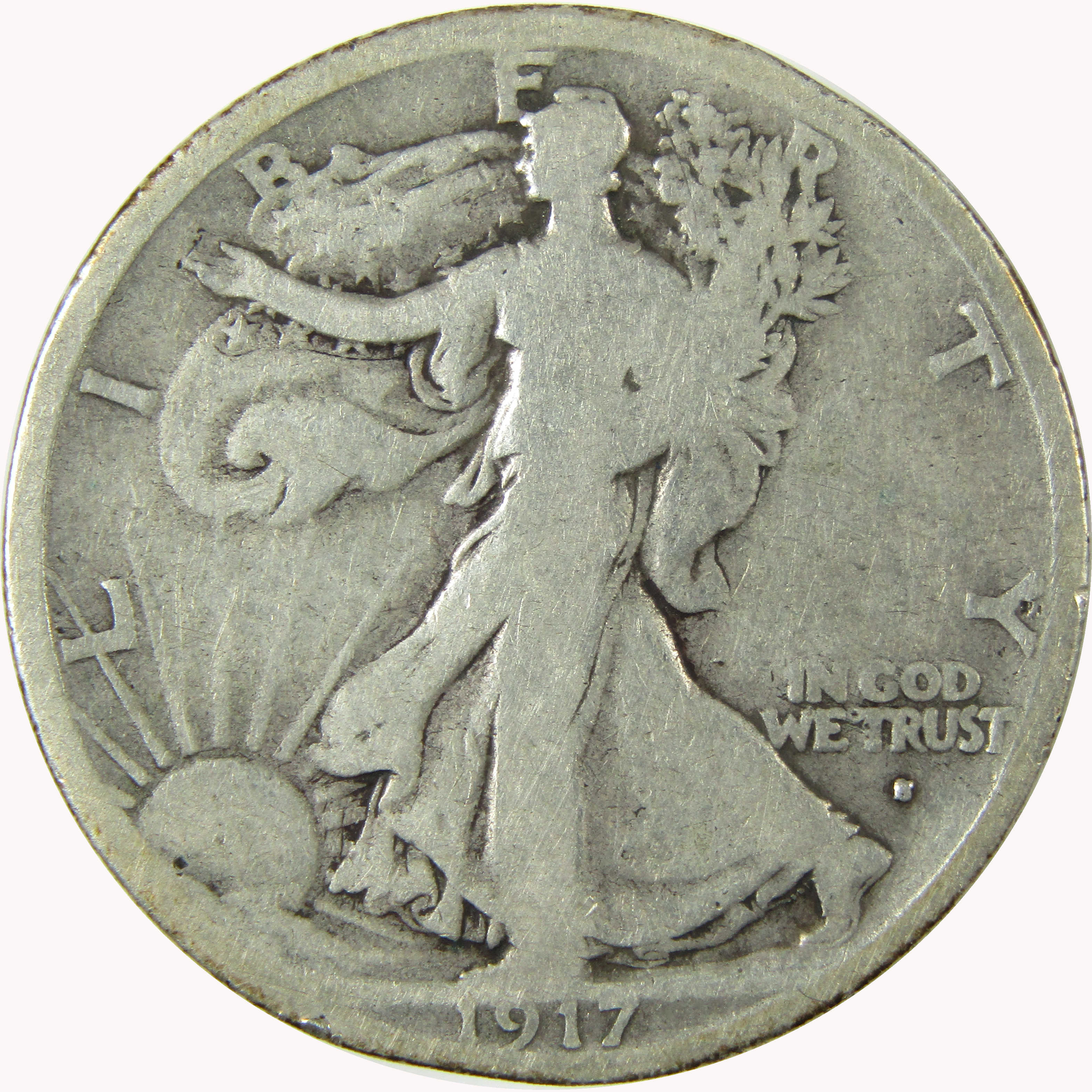 1917 S Obverse Liberty Walking Silver 50c VG Very Good SKU:CP1455