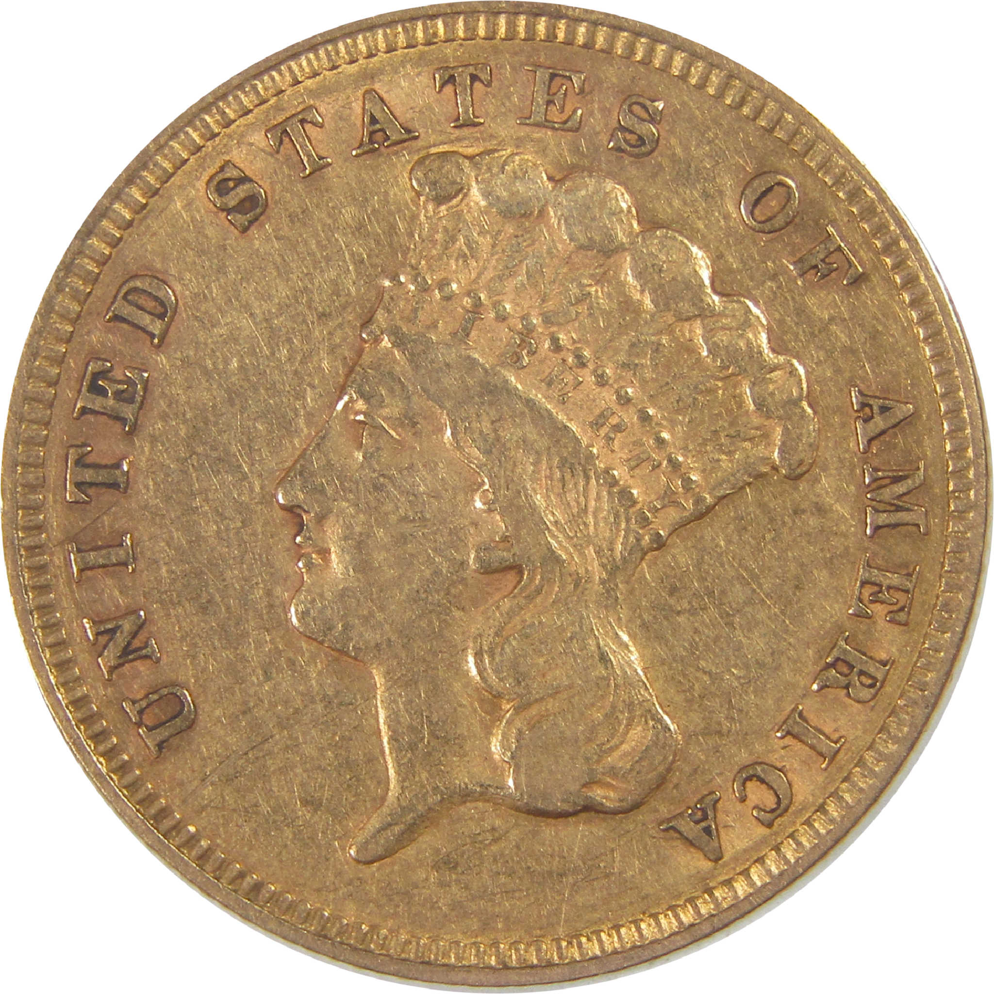 1859 Indian Princess Head XF EF Extremely Fine Gold $3 Coin SKU:I17326