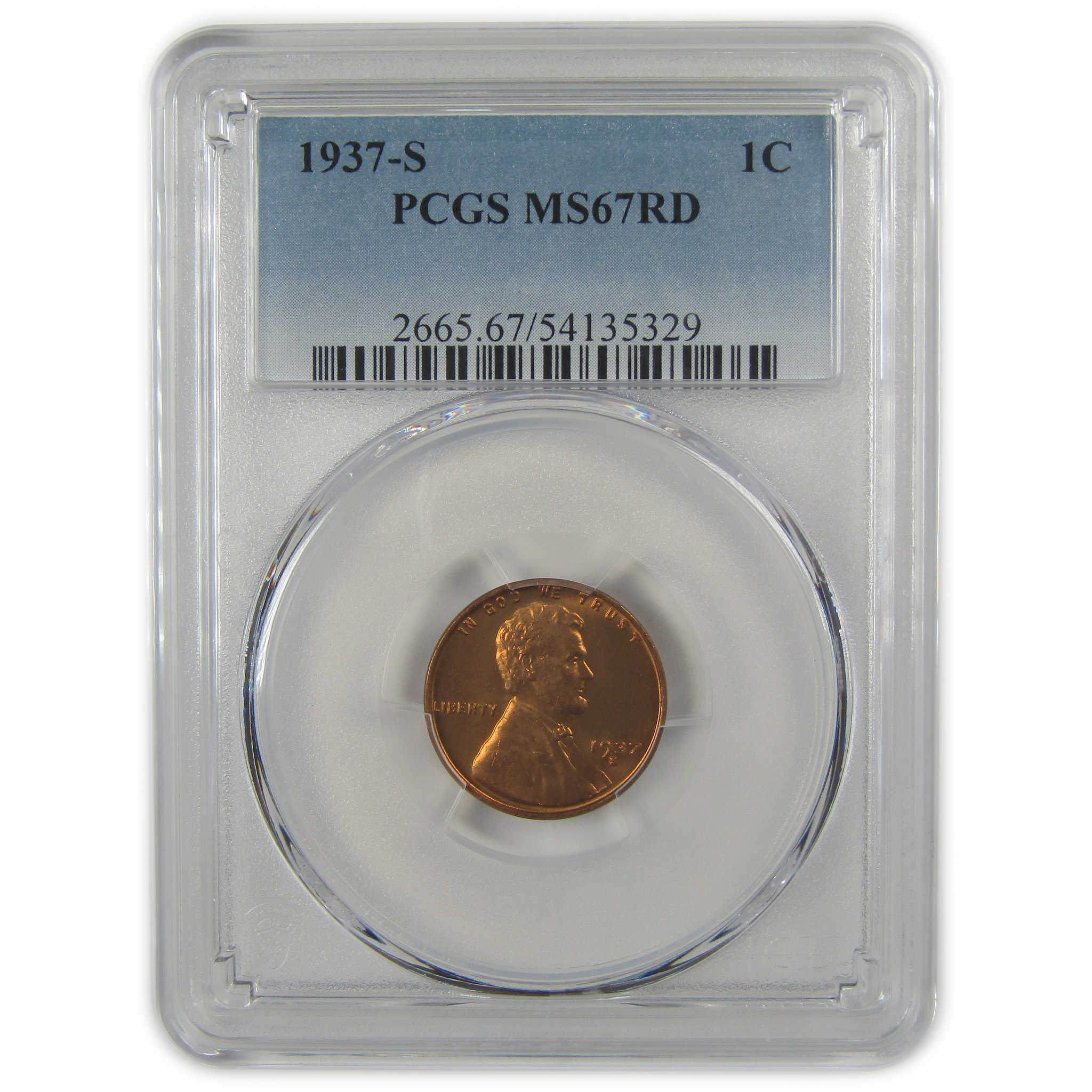 1937 S Lincoln Wheat Cent MS 67 RD PCGS Penny Uncirculated SKU:I22395