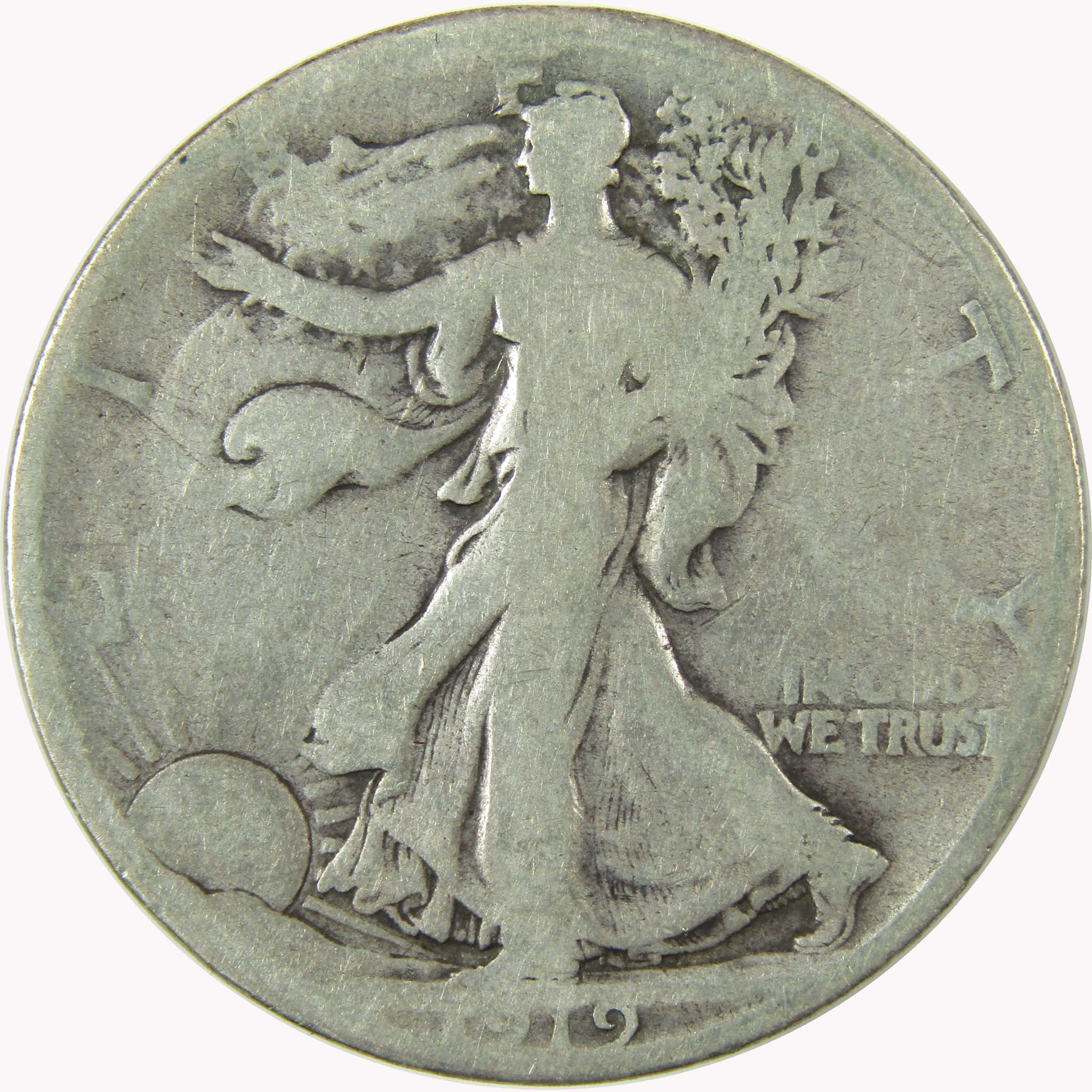 1919 D Liberty Walking Silver 50c VG Very Good Details SKU:CP1458