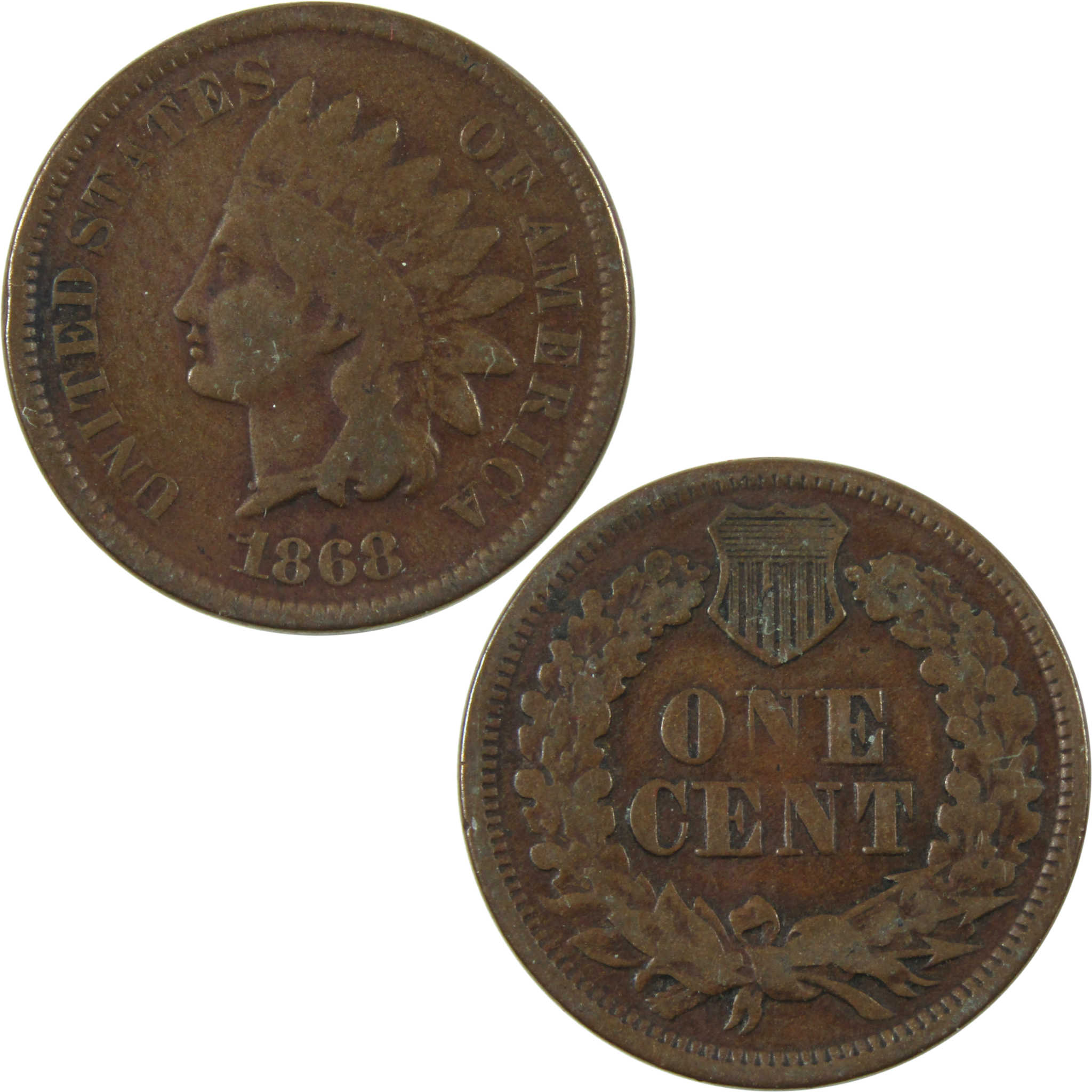 1868 Indian Head Cent VG Very Good Penny 1c Coin SKU:I14098