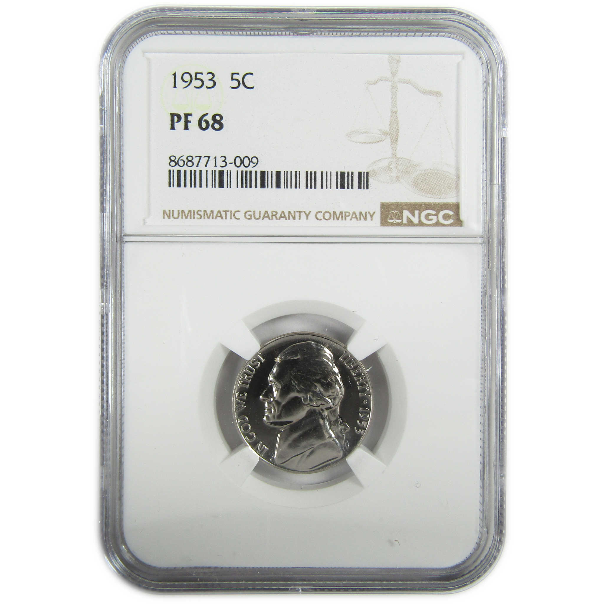 1953 Jefferson Nickel PF 68 NGC Proof 5c Coin Collectible SKU:I27345