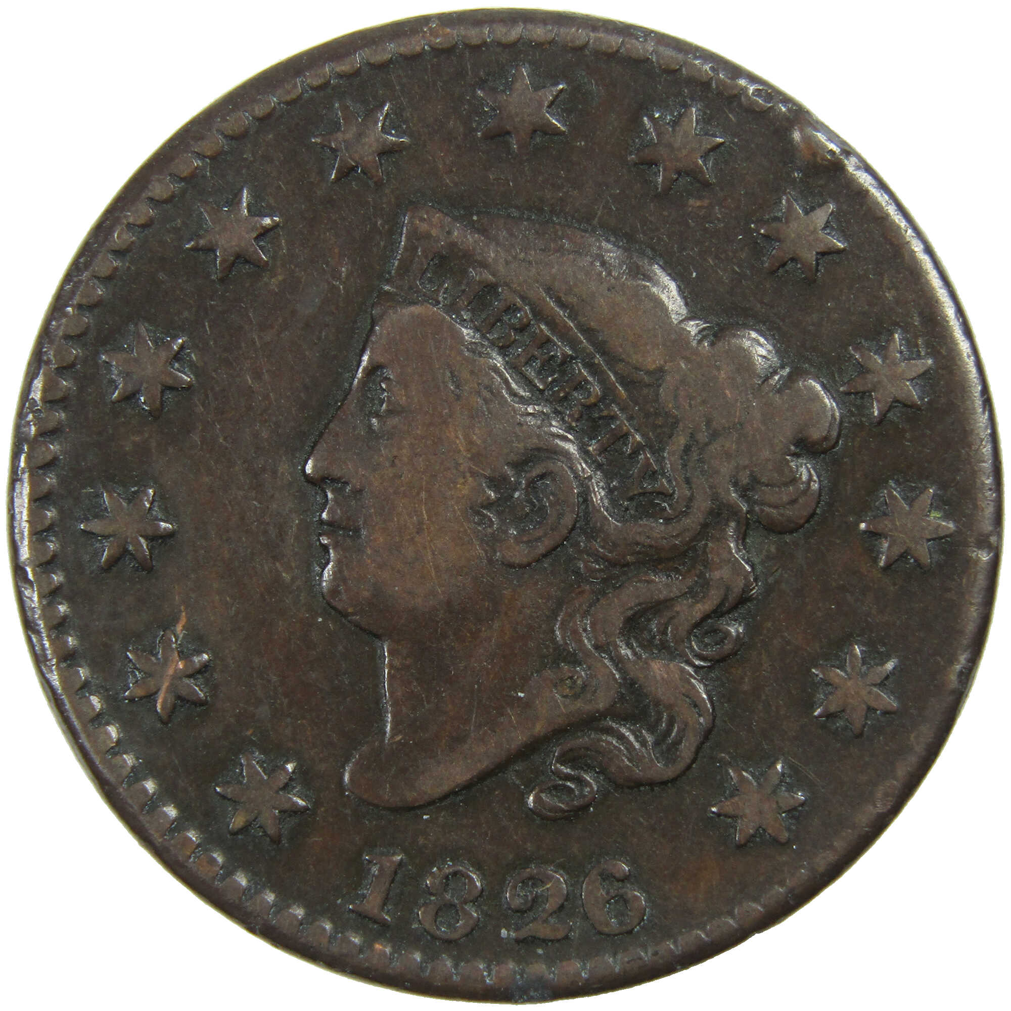 1826 Coronet Head Large Cent VF Very Fine Copper Penny SKU:I12913