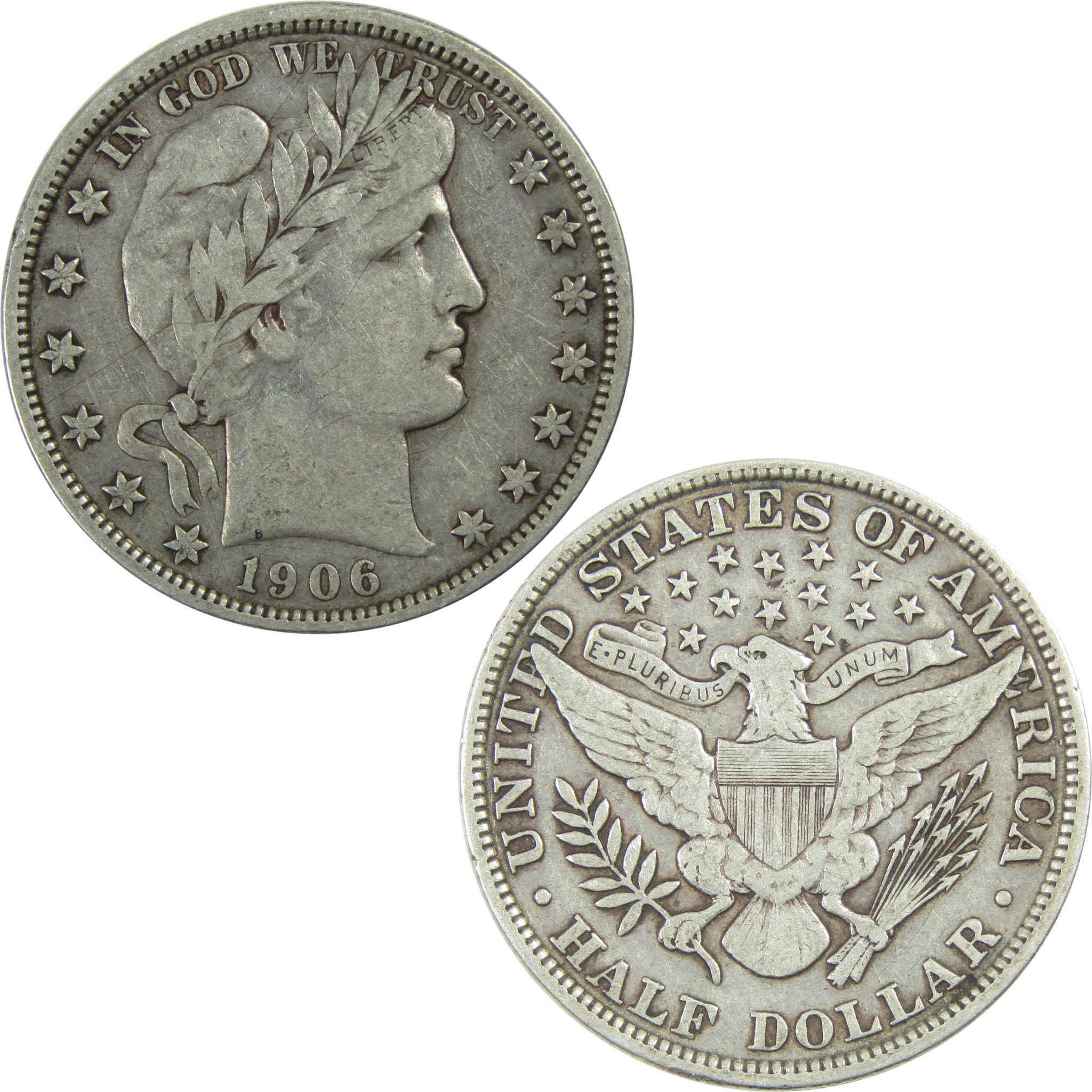 1906 Barber Half Dollar VF Very Fine Silver 50c Coin SKU:I13448