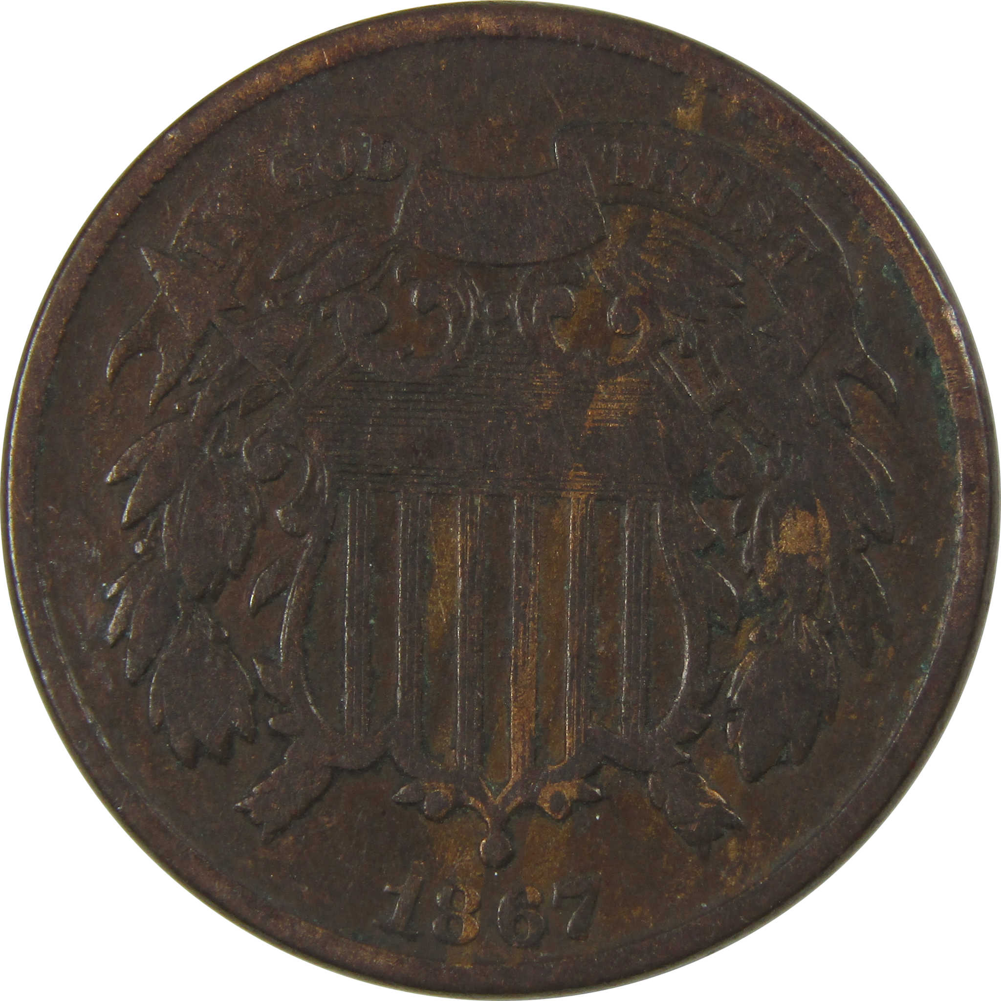 1867 Two Cent Piece VG Very Good 2c Coin SKU:I23843