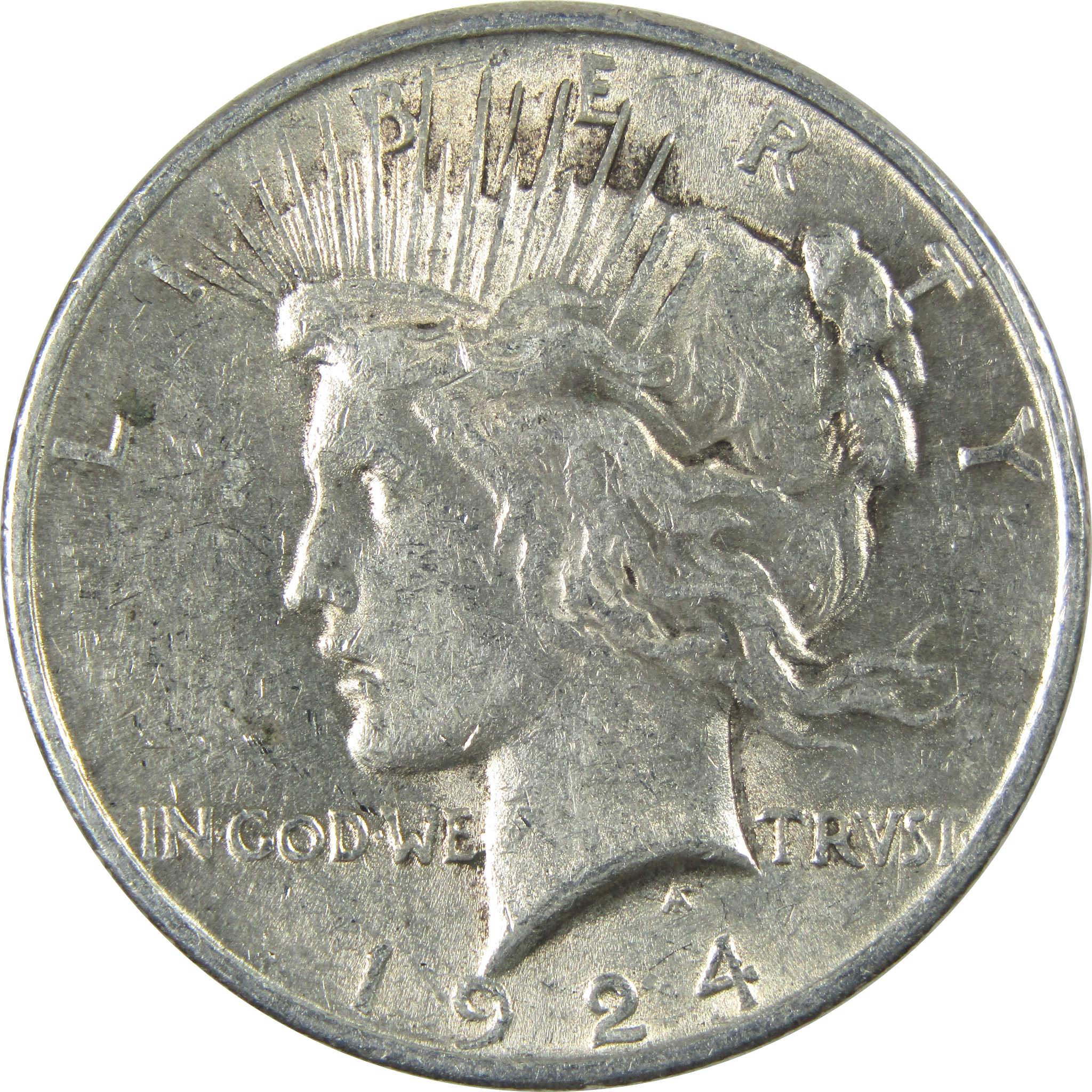 1924 Peace Dollar AU About Uncirculated Silver $1 Coin SKU:I15101