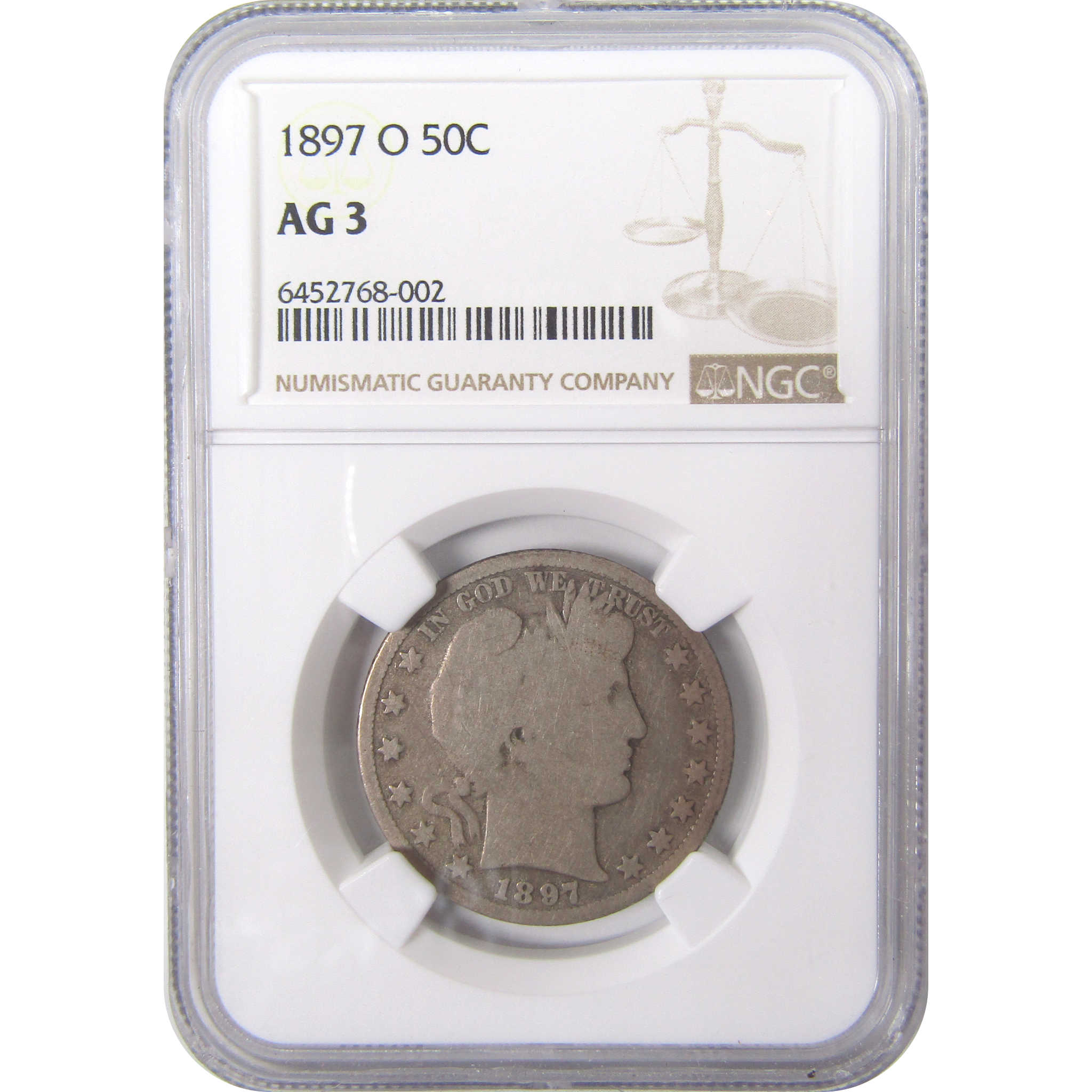 1897 O Barber Half Dollar AG 3 NGC Silver 50c Coin SKU:I16709