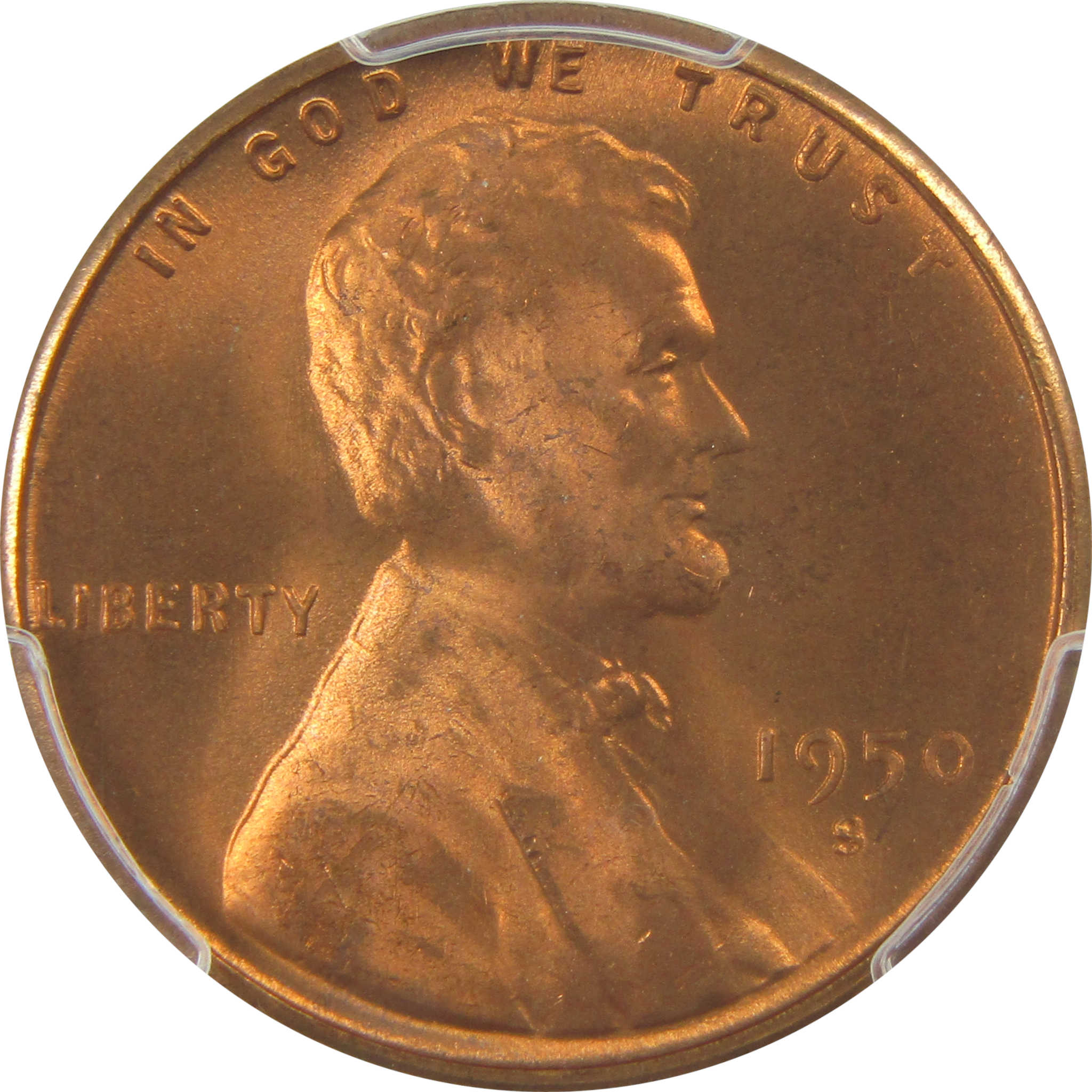 1950 S Lincoln Wheat Cent MS 67 RD PCGS Penny Uncirculated SKU:I22408