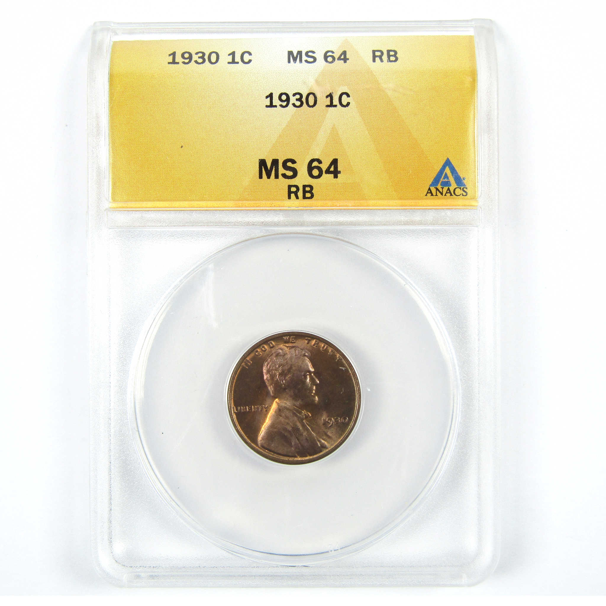 1930 Lincoln Wheat Cent MS 64 RB ANACS Penny 1c SKU:I14994