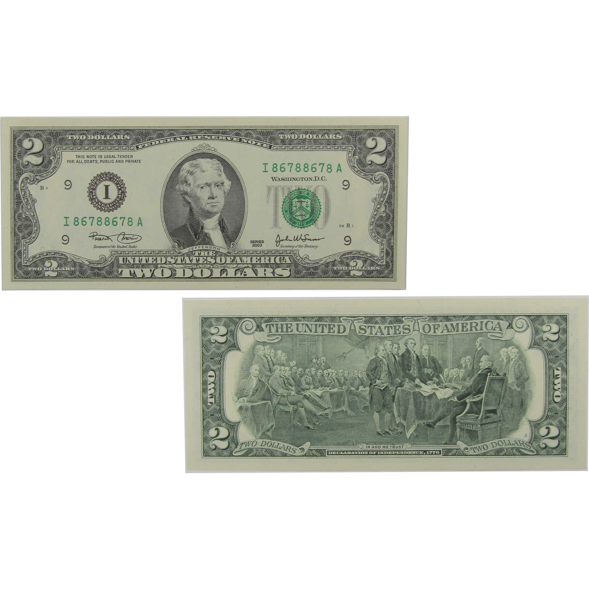 2003 $2 Federal Reserve Repeater Note CCU Choice Crisp Uncirculated