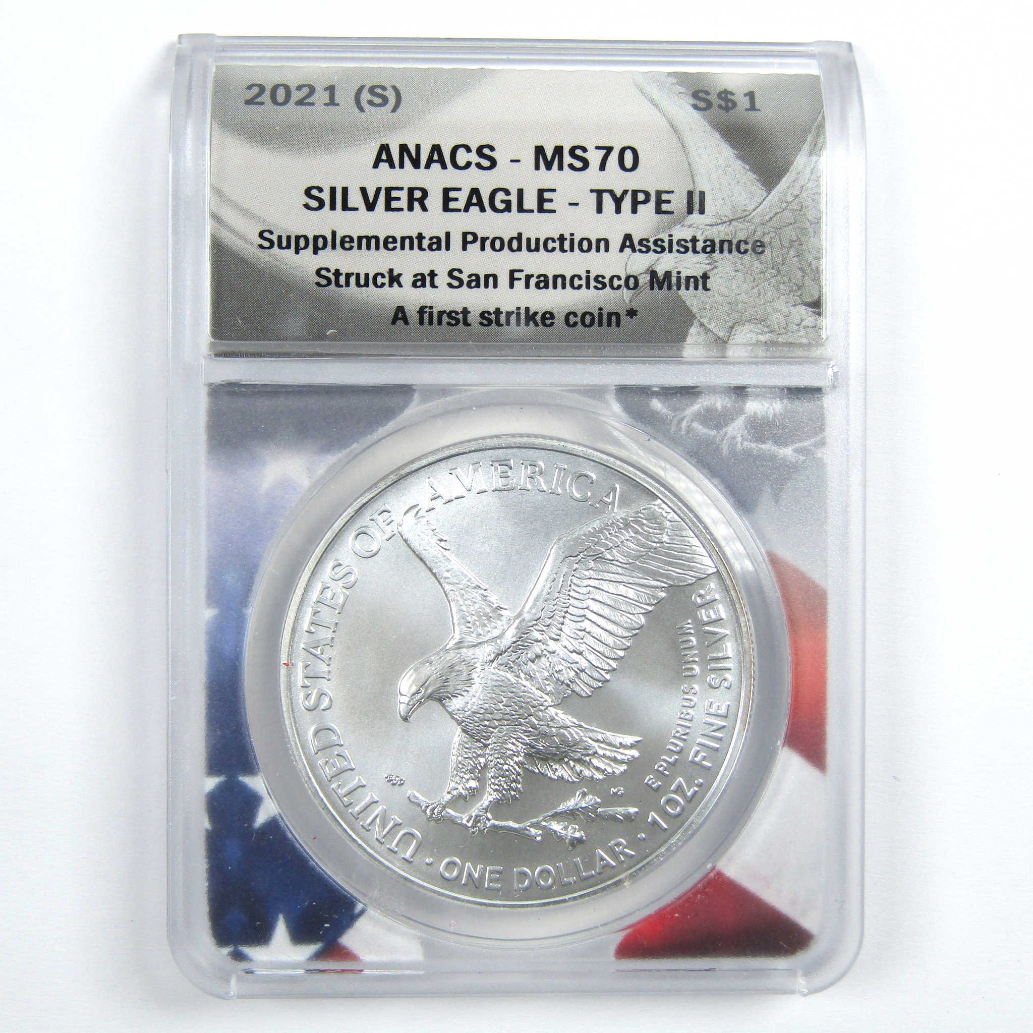 2021 (S) Type 2 American Silver Eagle MS 70 ANACS $1 SKU:CPC7826