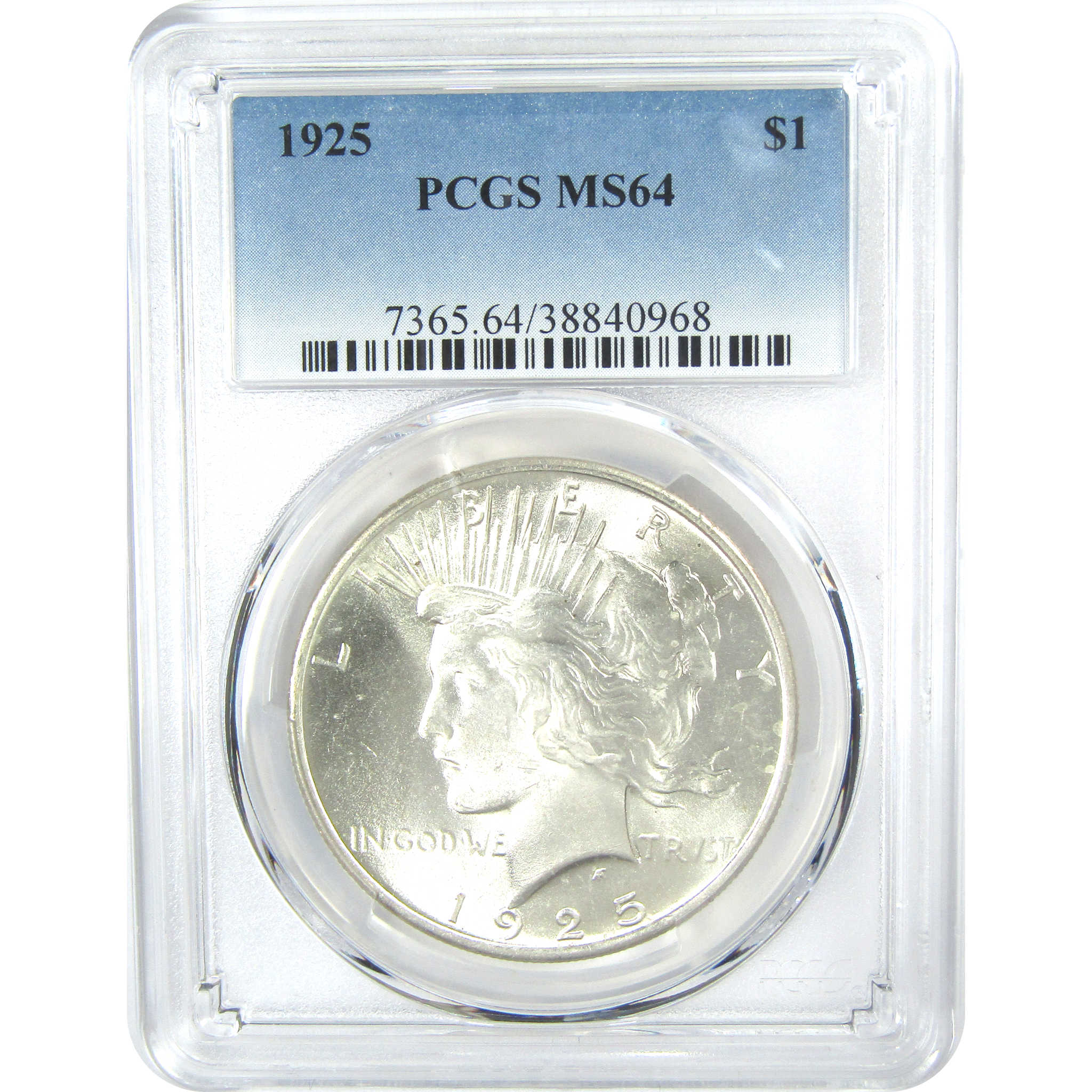 1925 Peace Dollar MS 64 PCGS Silver $1 Uncirculated Coin