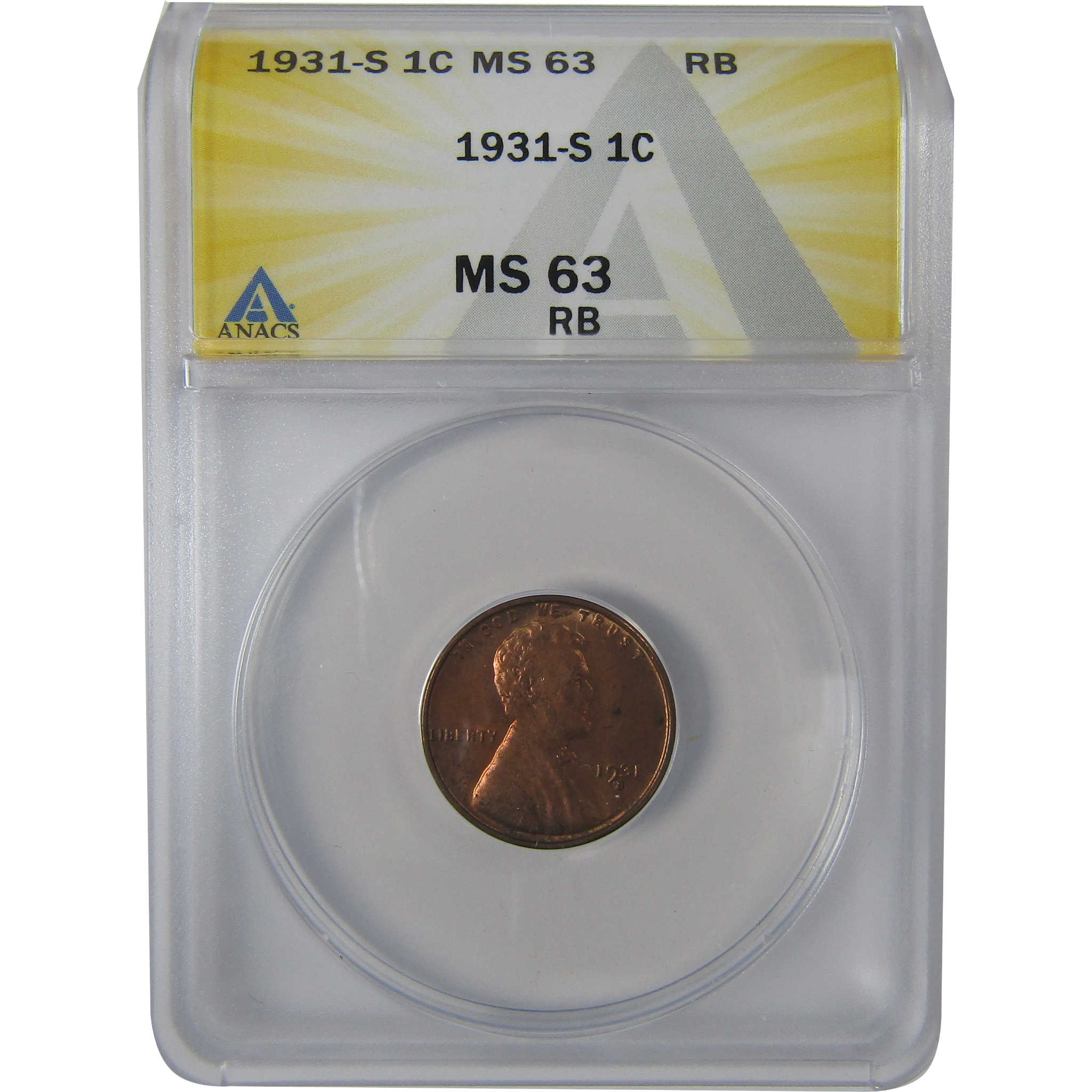 1931 S Lincoln Wheat Cent MS 63 RB ANACS Penny Uncirculated SKU:I23635