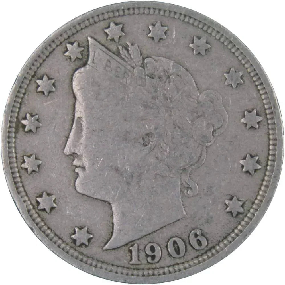 1906 Liberty Head V Nickel AF About Fine 5c Coin Collectible