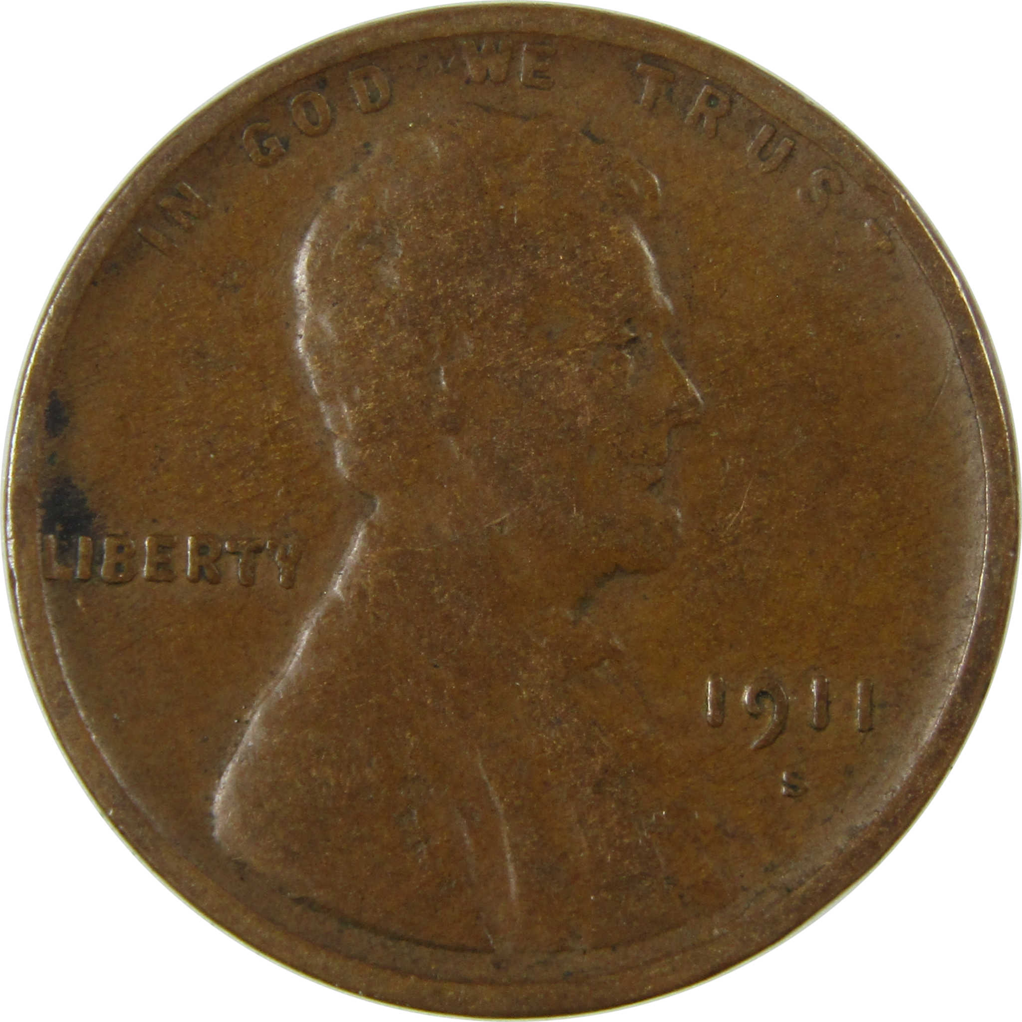 1911 S Lincoln Wheat Cent F Fine Penny 1c Coin Collectible SKU:I26381