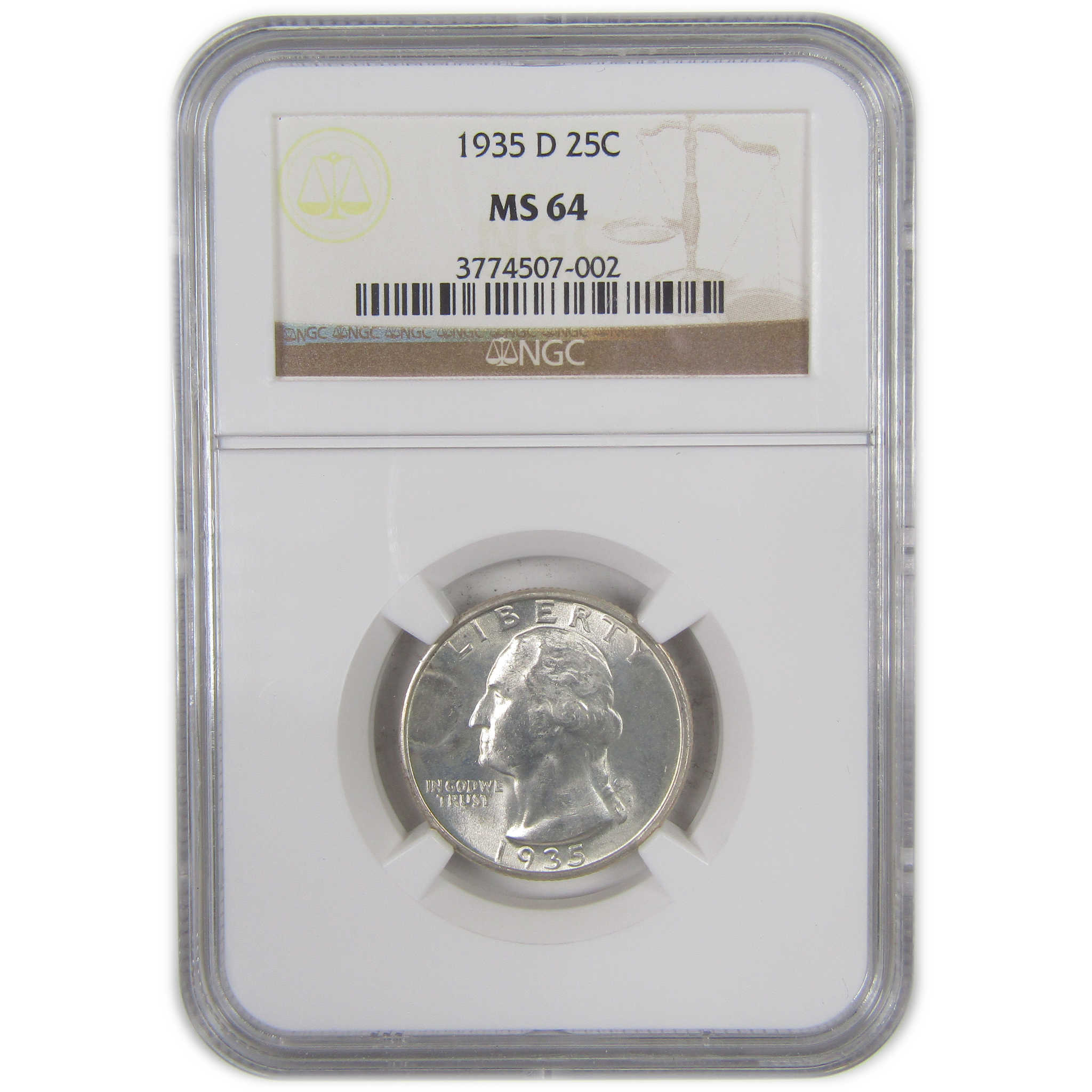 1935 D Washington Quarter MS 64 NGC Silver Uncirculated 25c SKU:I16767