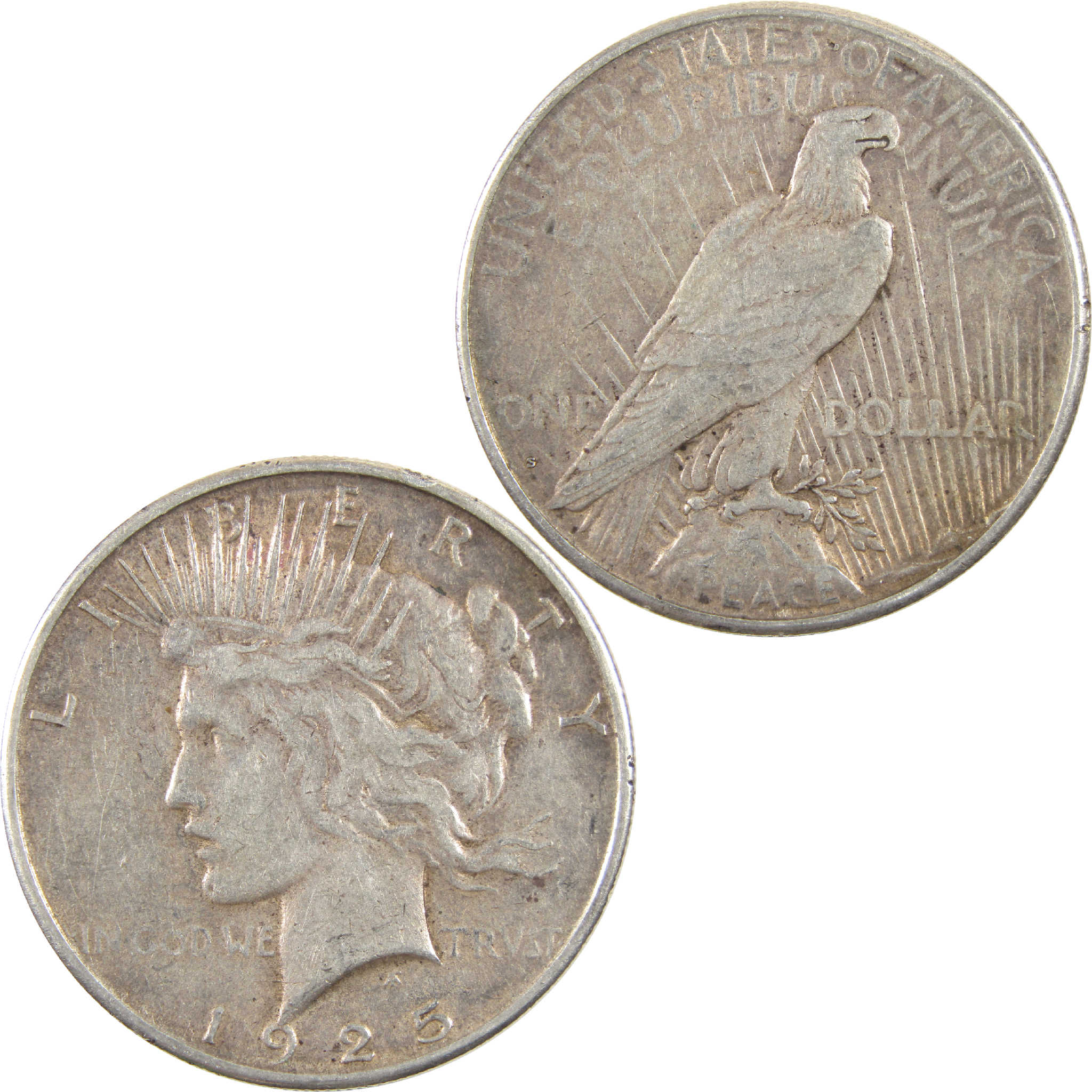 1925 S Peace Dollar VF Very Fine Silver $1 Coin SKU:I11393