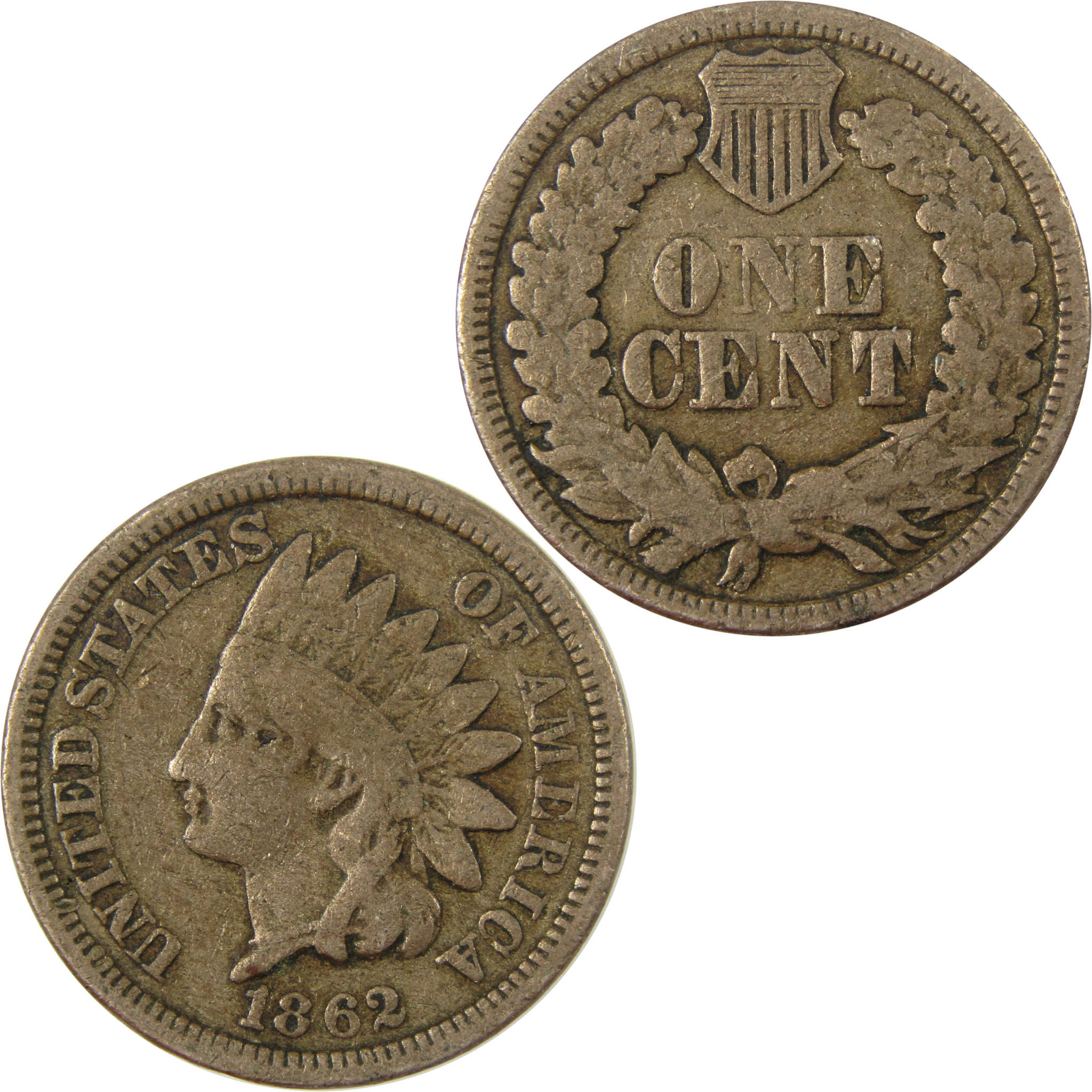 1862 Indian Head Cent VG Very Good Details Penny 1c Coin SKU:CP1229