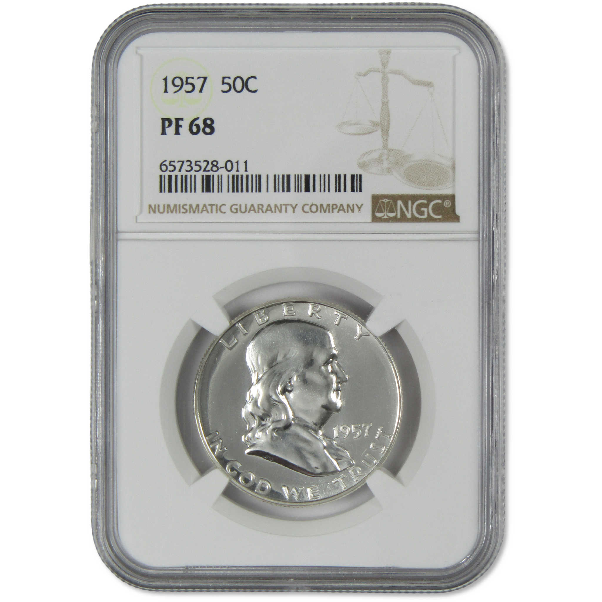 1957 Franklin Silver Half Dollar PF 68 NGC Proof 50c Coin Collectible